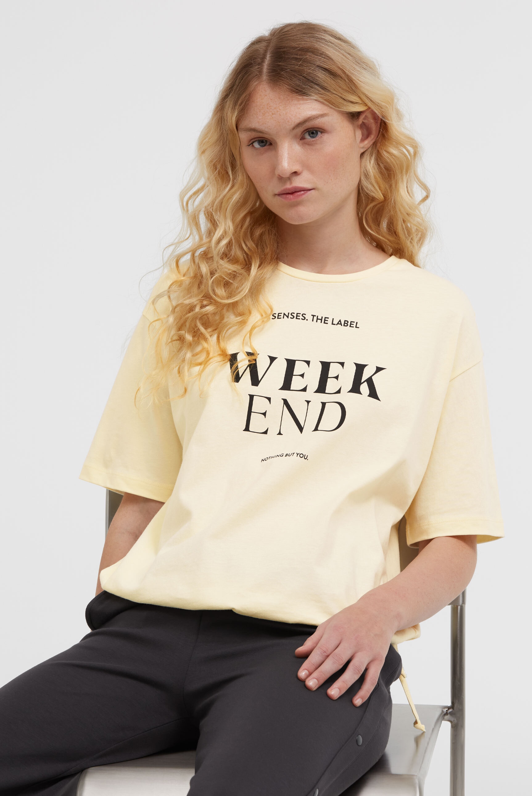 SENSES.THE LABEL Rundhalsshirt mit Bindeband am Saum