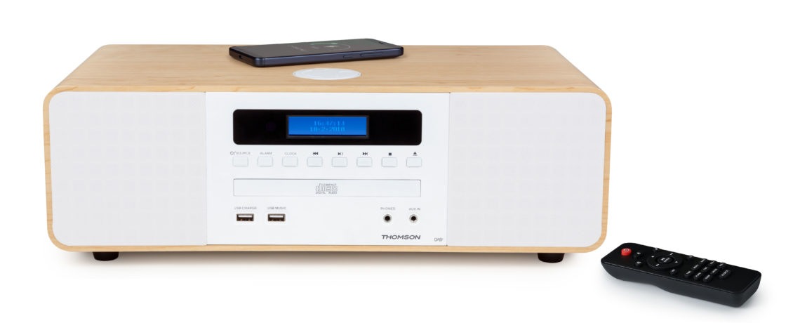 Thomson Kompaktanlage »MIC201IDABBT weiß/braun, CD, 50 Watt«, Displaybeleuchtung-UKW Radio-USB-Audiowiedergabe, DAB+, Induktion Charging