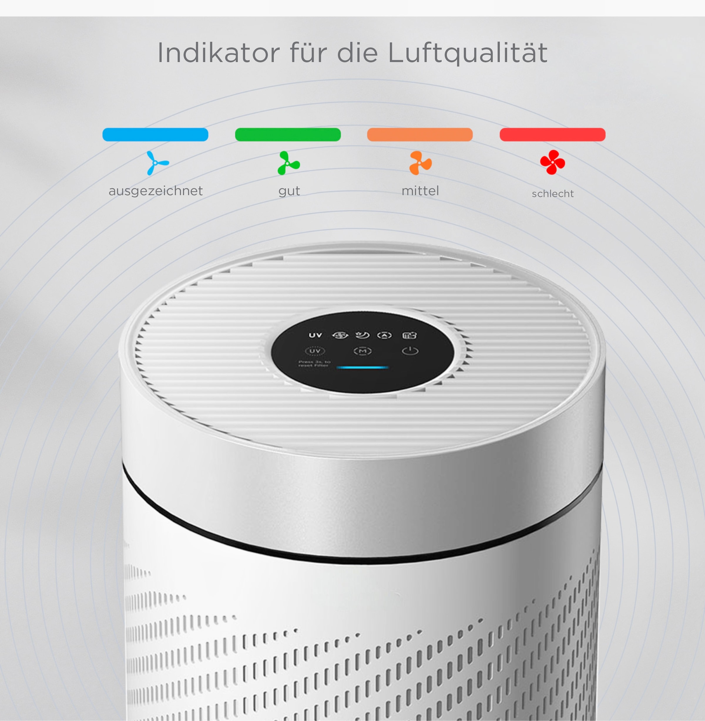 Hanseatic Luftreiniger »»KJ250««, für 65 m² Räume, 22W, Top Filterstystem für Allergiker mit Ionentechnologie
