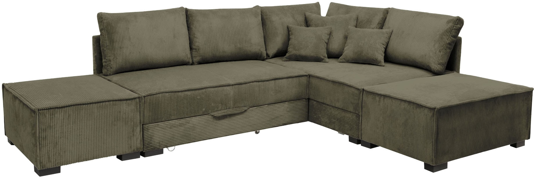 Home affaire »Night & Day L-Form, B: 316 cm mit Dauer-Schlaffunktion 180x200 cm« Set: Sofa & Hocker, Schlaffunktion, Bettkasten & Kissen, Boxspringbett