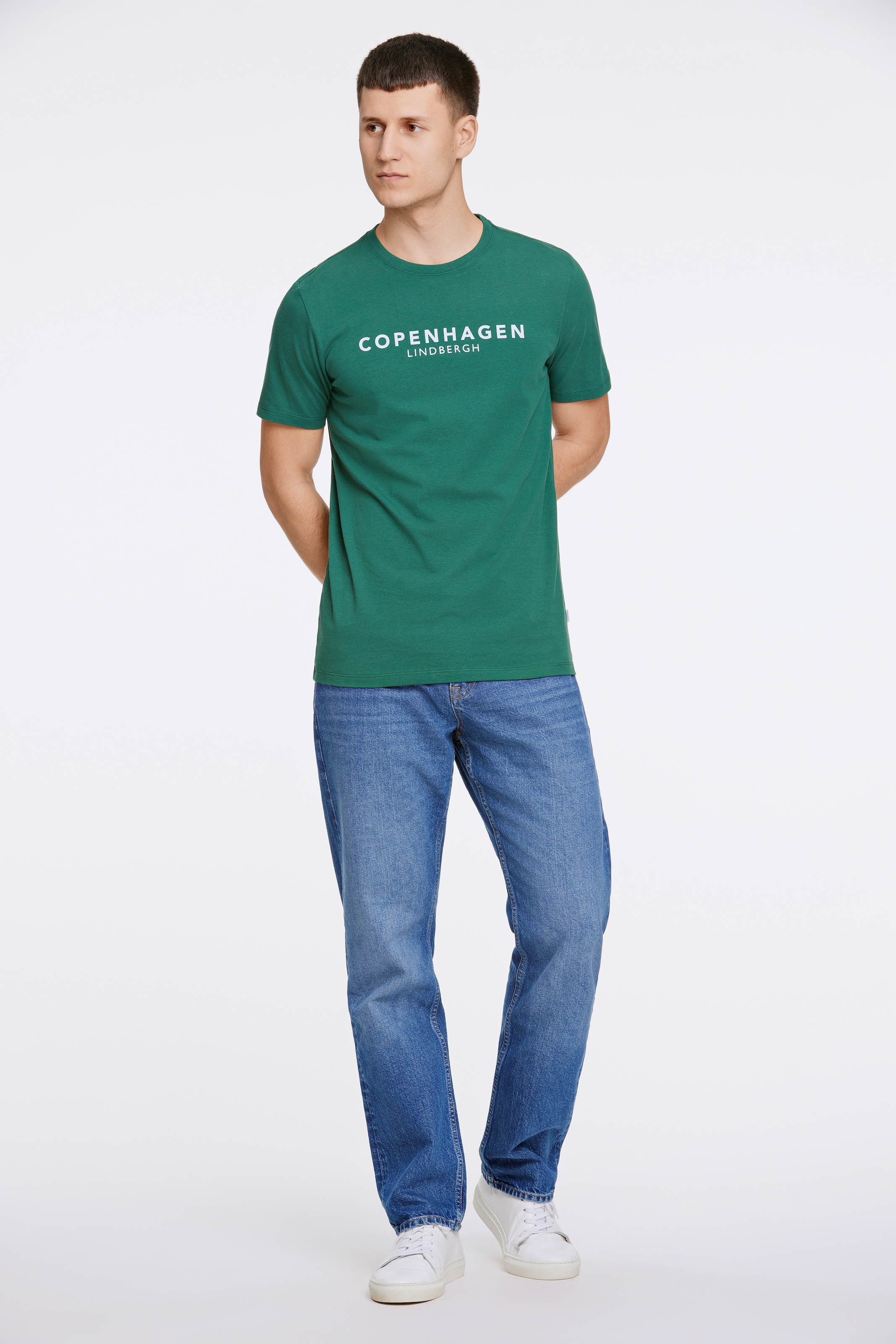 LINDBERGH T-Shirt mit Logo und Rundhalsausschnitt