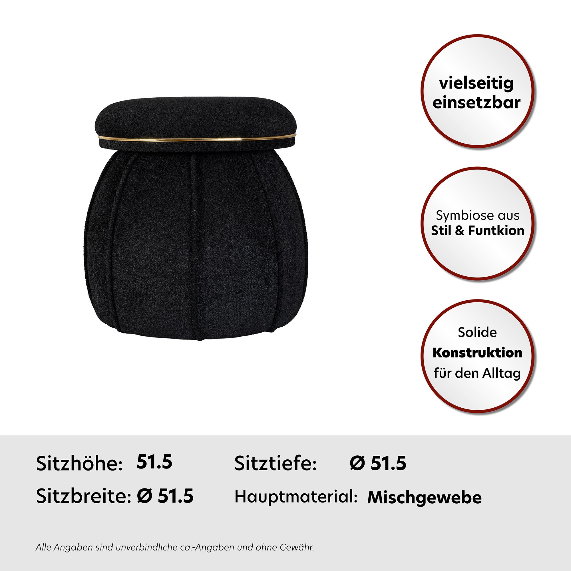 Kayoom Sitzhocker »Hocker Corin,extravagante Form,stilvolle Farben,elegant gesteppter Fuß«, (1 St.), komfortabel, hochqualitativ, pflegeleicht, sorgfältig verarbeitet