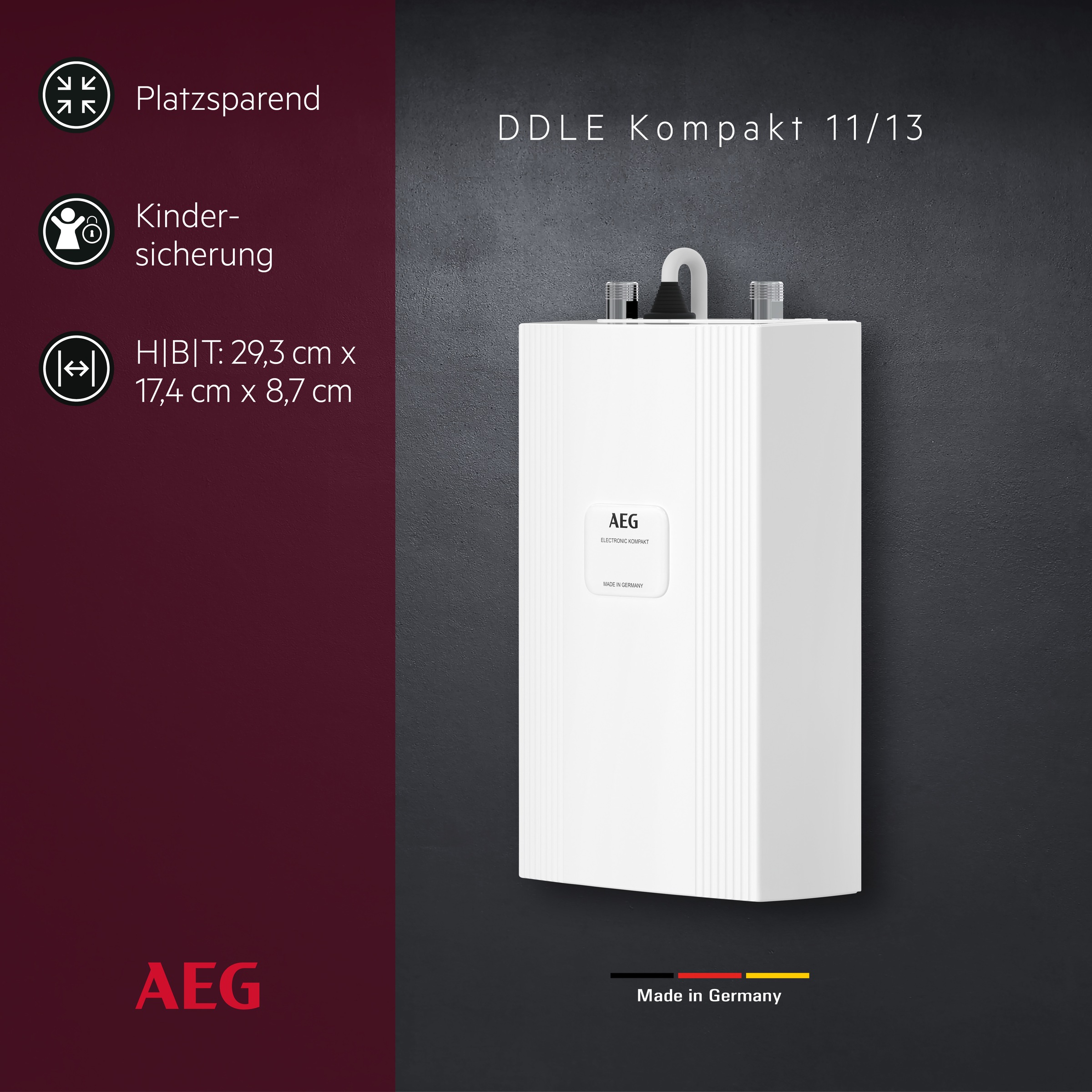 AEG Haustechnik Kompakt-Durchlauferhitzer "DDLE Kompakt 11/13 kW, umschaltb günstig online kaufen