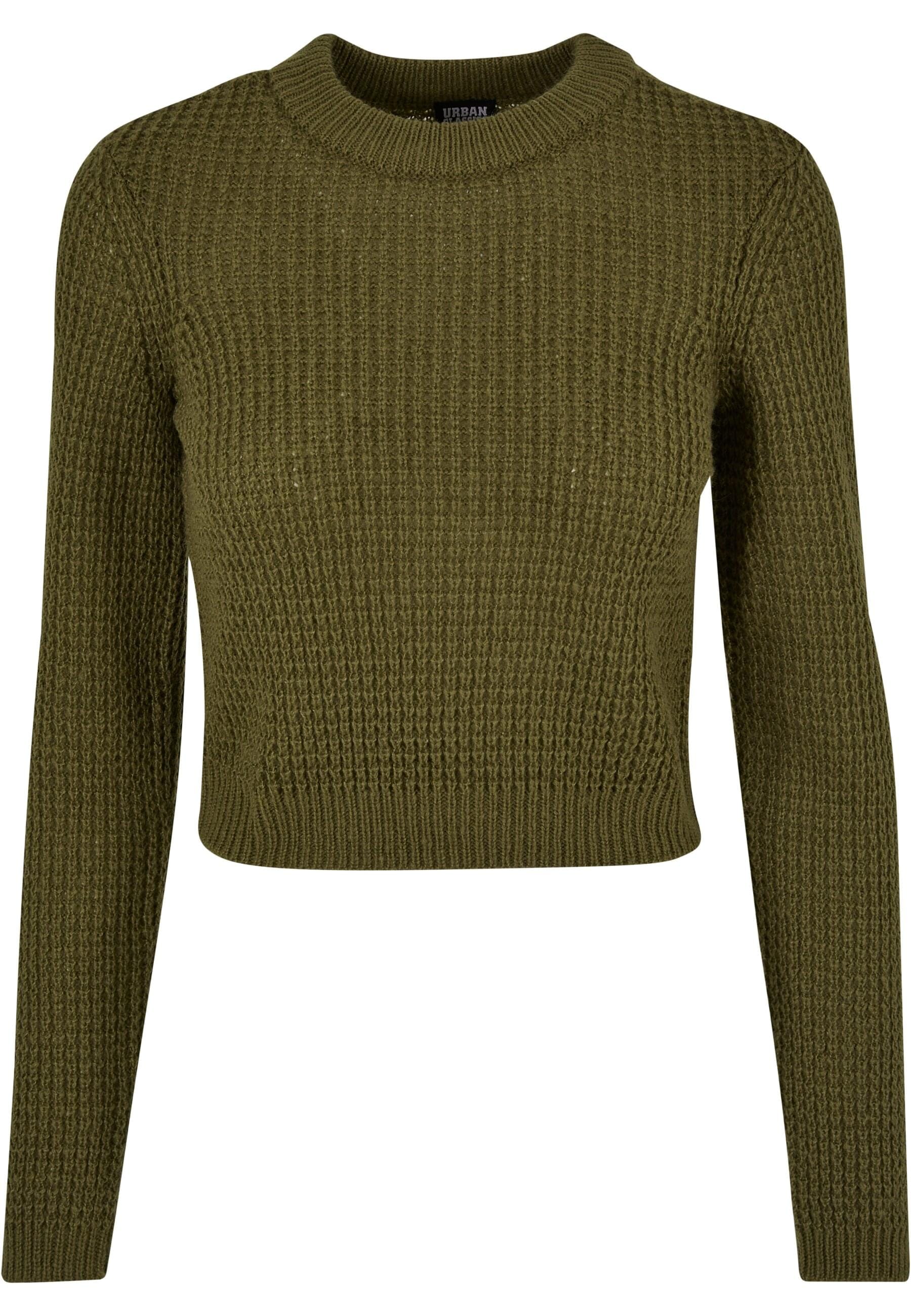 URBAN CLASSICS Rundhalspullover "Urban Classics Damen Ladies Short Waffle Sweater"