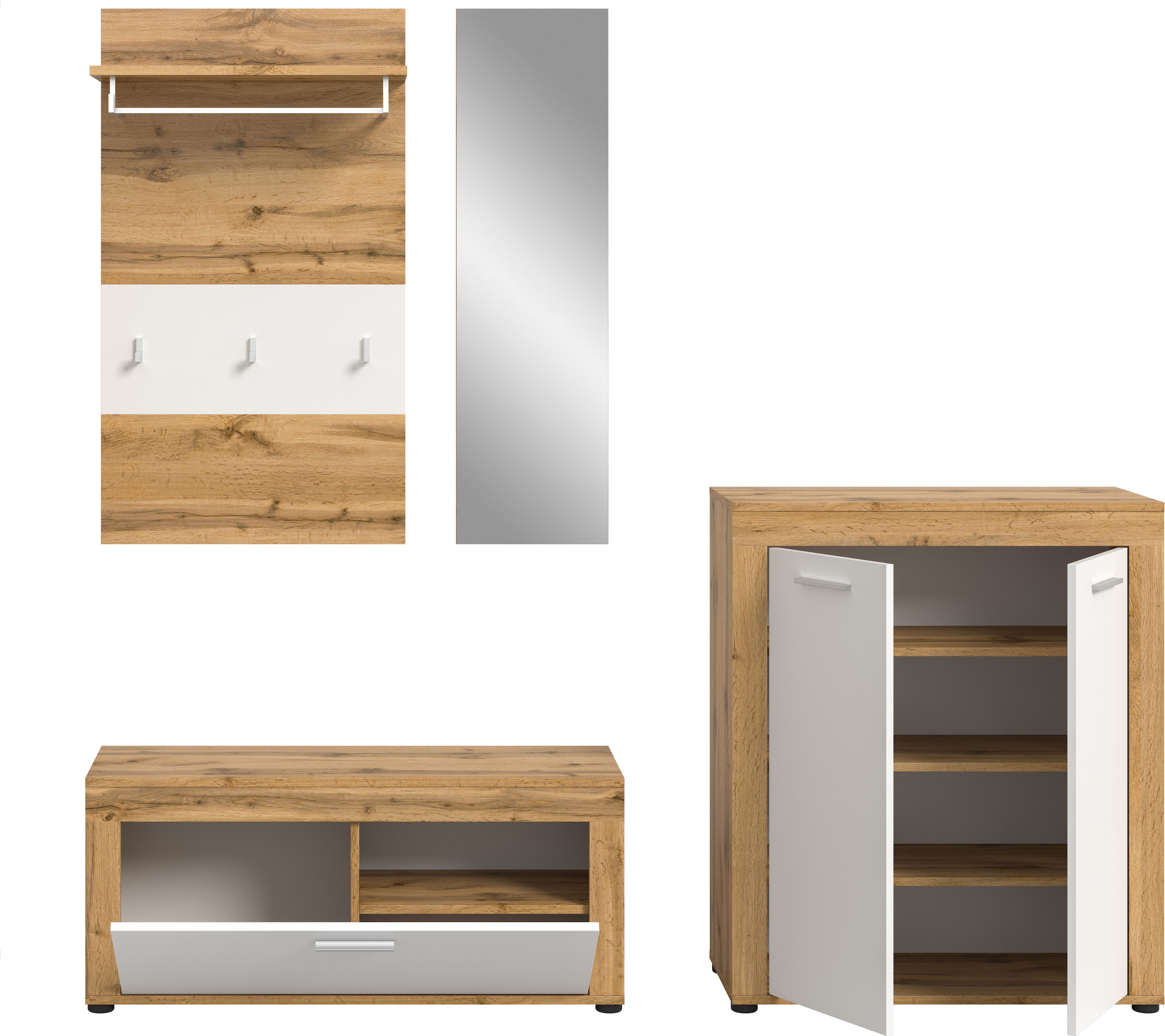 INOSIGN Garderoben-Set »Aosta«, (Set, 4 St.), Aosta, Höhe 191 cm, Garderobenset, Flur, Diele