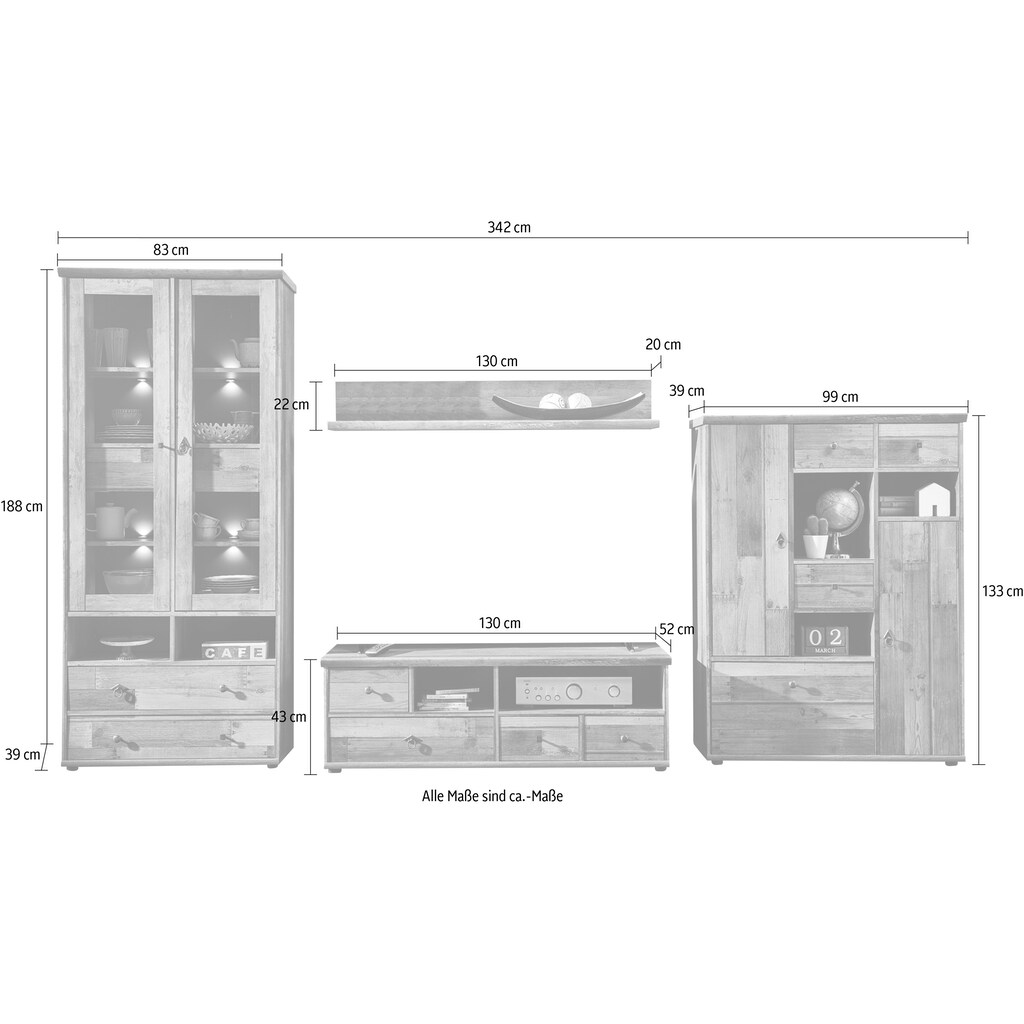 Innostyle Wohnwand »BONANZA«, (4 St.)