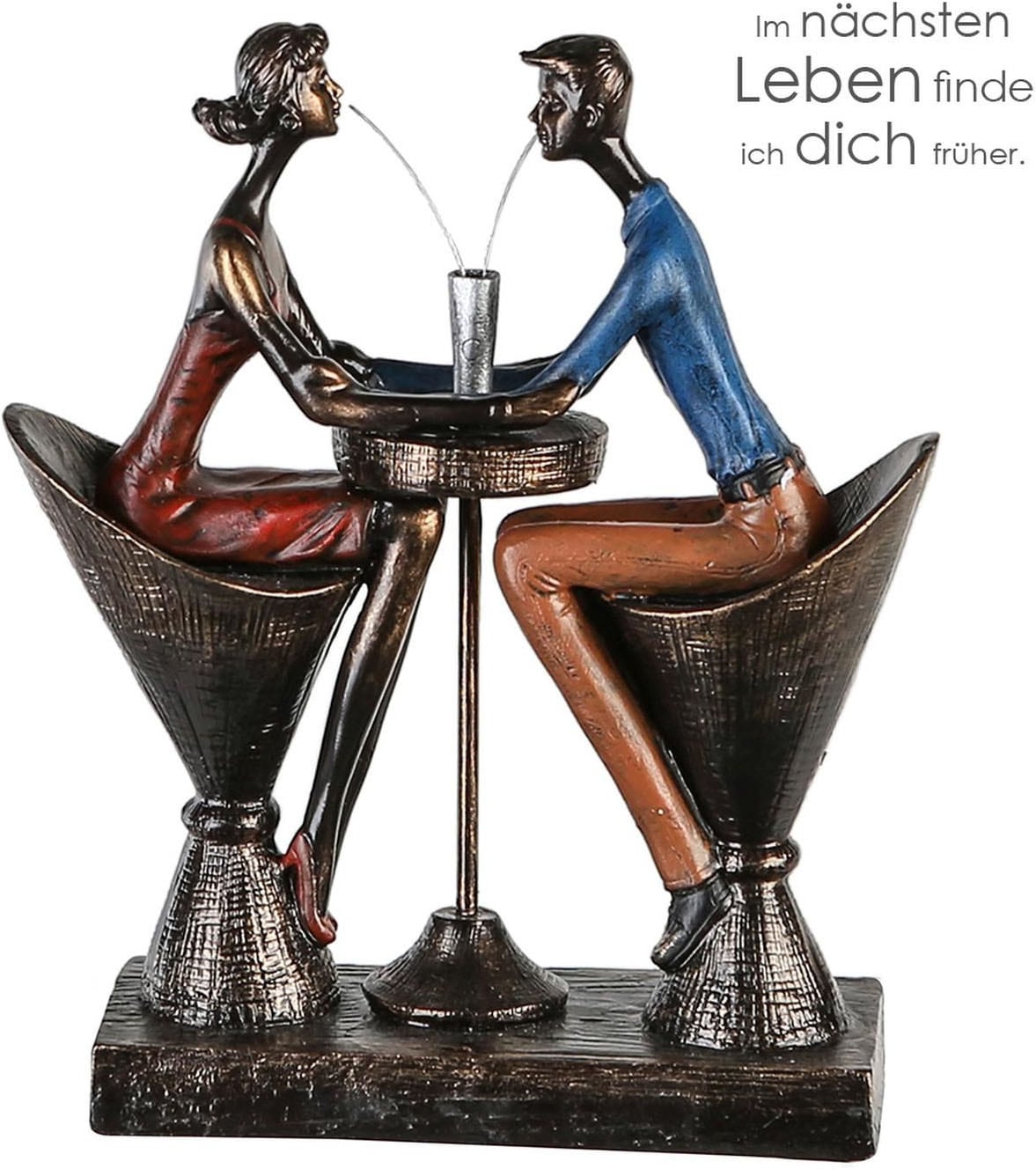 Casablanca by Gilde Dekofigur »Skulptur "Table for two"« Bunte Kleidung, Antikfinish, Holzoptik-Basis
