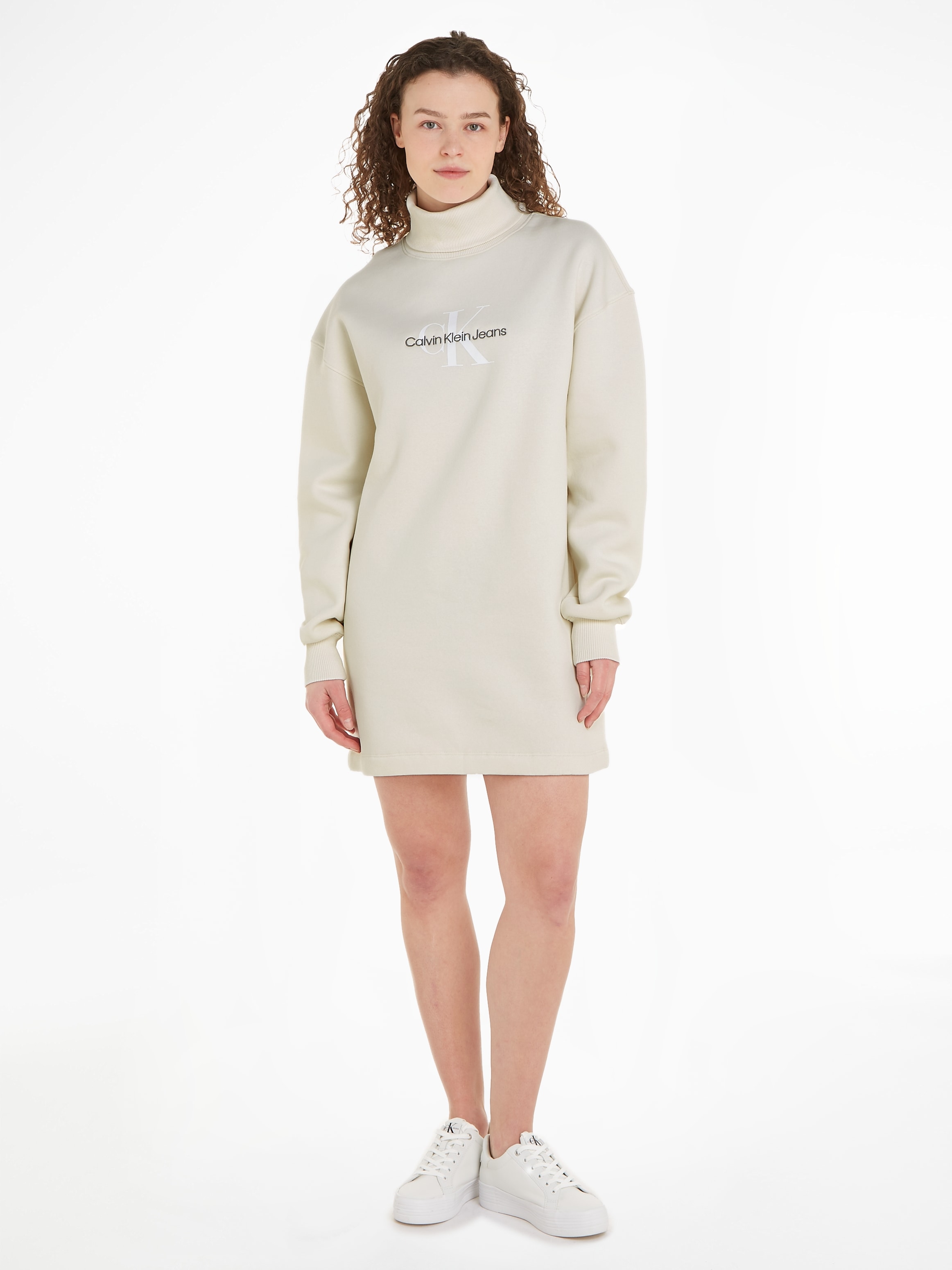 Calvin Klein Jeans Sweatkleid »MONOLOGO ROLL NECK DRESS« kaufen | BAUR | Blusenkleider