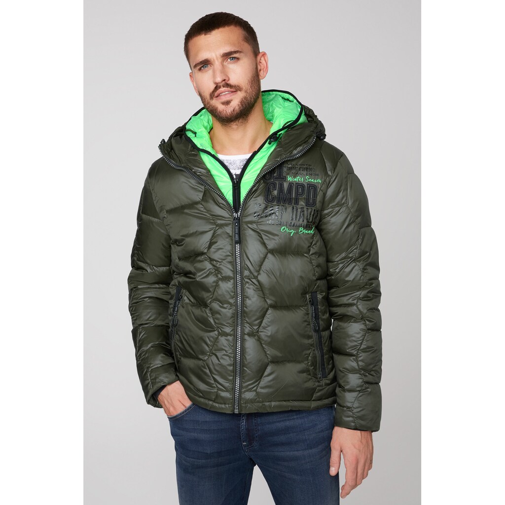 CAMP DAVID Winterjacke, mit Kapuze, mit farbiger Doppelkapuze