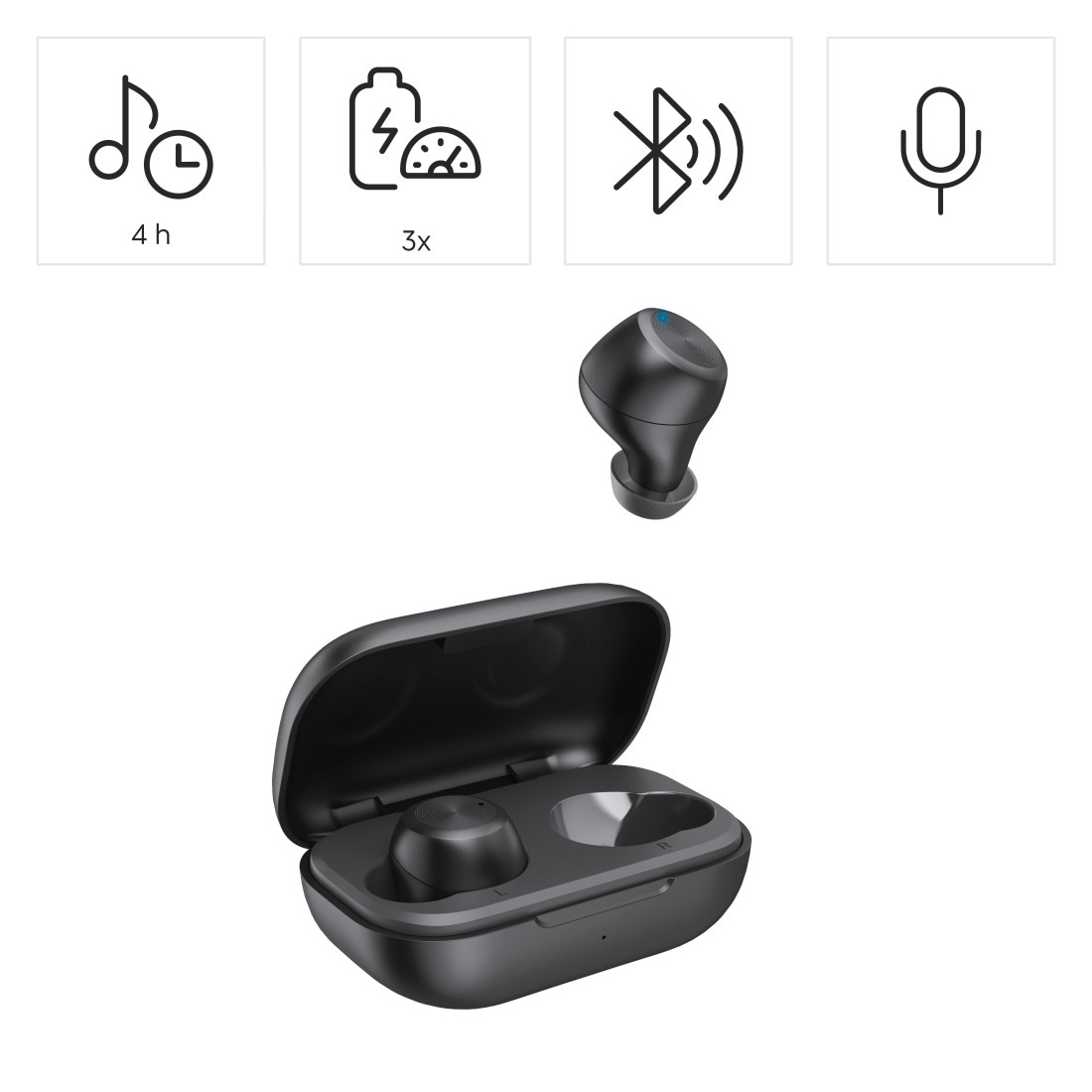 Hama Bluetooth-Kopfhörer »Bluetooth-Kopfhörer kabellos (In-Ear, Equalizer, Mikrofon)«, True Wireless, spritzwassergeschützt, Sprachsteuerung, Touch-Sensor