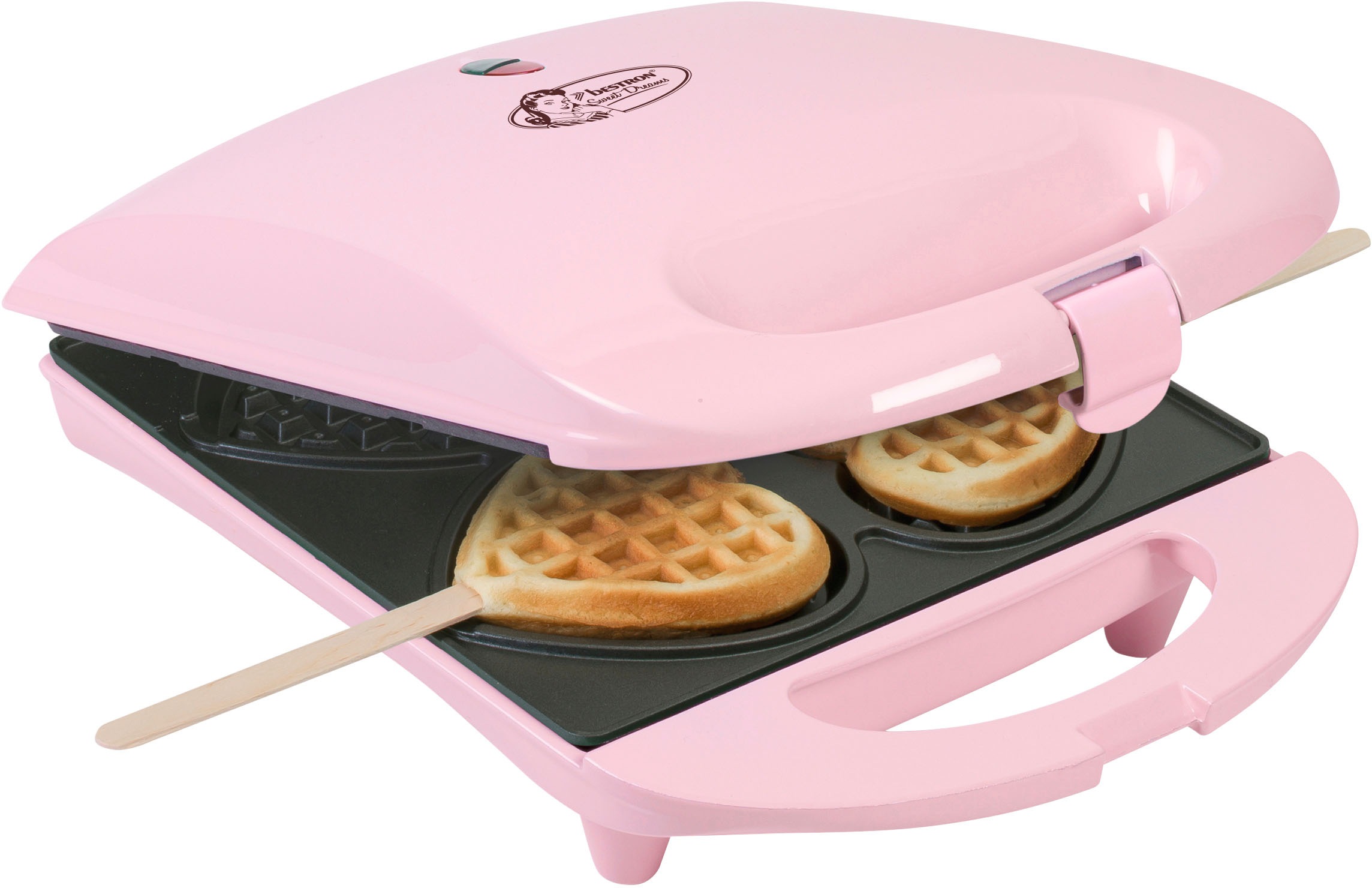 bestron Waffeleisen "DSW271 für Herzwaffeln am Stiel", 780 W, für Herzwaffeln am Stiel, Retro Design