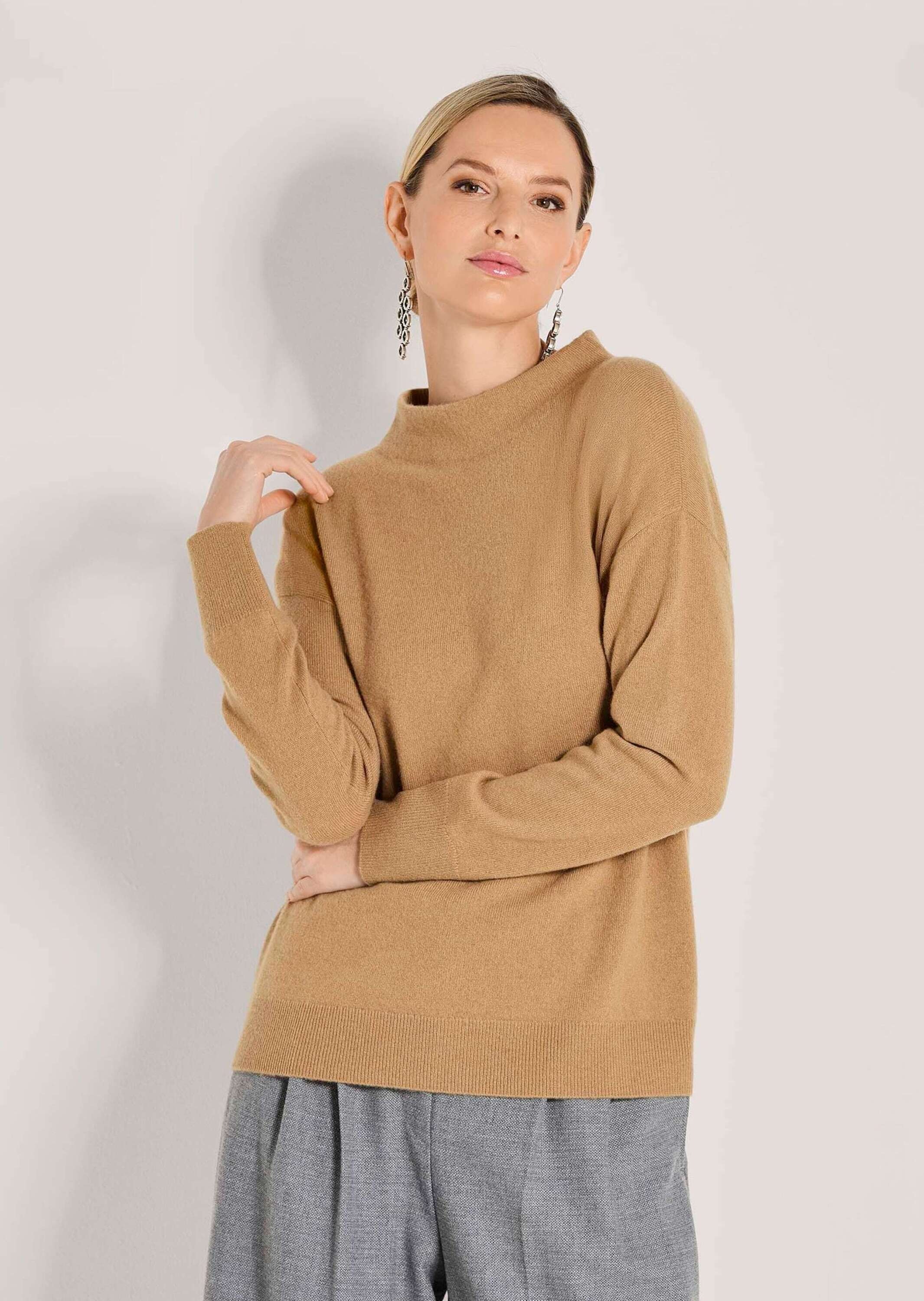 MADELEINE Longpullover »Kaschmirpullover Eleganter Strickpullover mit Stehkragen« Reines Kaschmir