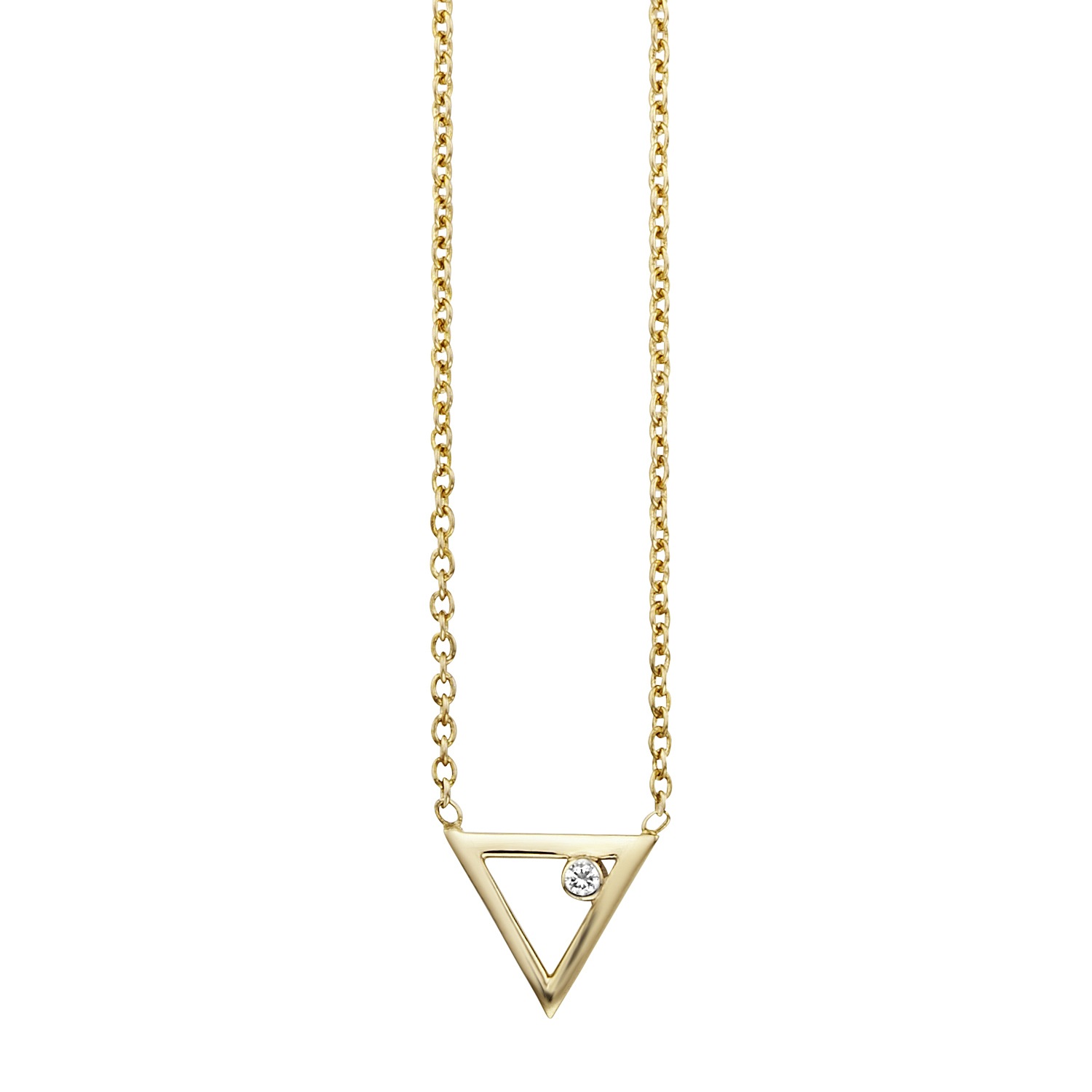Collierkettchen CAÏ "925 Sterling Silber gelb vergoldet Zirkonia Dreieck", gelb, Halsketten, Damen, 39+5cm, Silber 925 (Sterlingsilber), L: 44 B: 10,4mm, glänzend, B:10,4mm