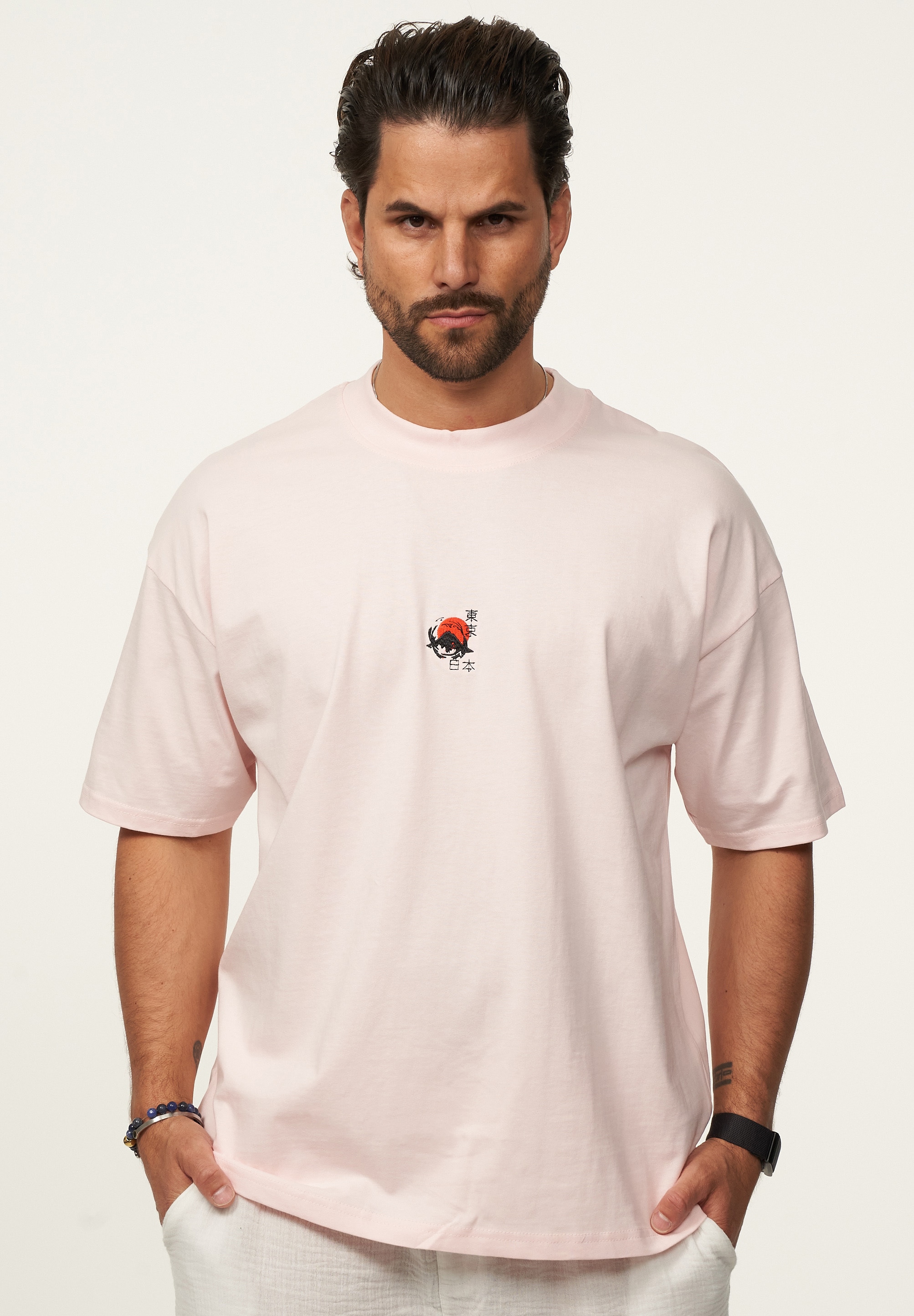 SOULSTAR T-Shirt »Kurzarm Oversize aus 100% Baumwolle mit Rundhalsausschnitt Crew Neck für Herren« Herren Oversize-Fit Kurzarm Shirt mit Rundhals-Ausschnitt