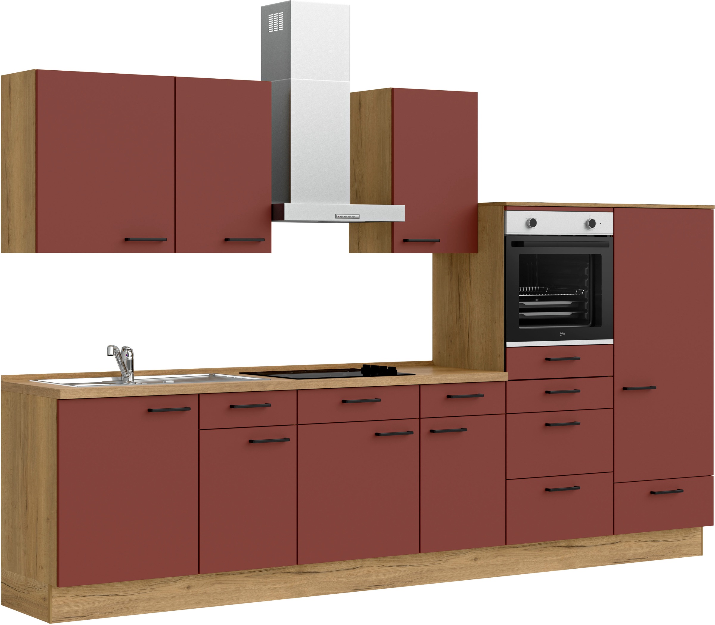 nobilia® Küchenzeile »"Easytouch I"«, vormontiert, Ausrichtung wählbar, Breite 330 cm, wahlw. mit E-Geräten