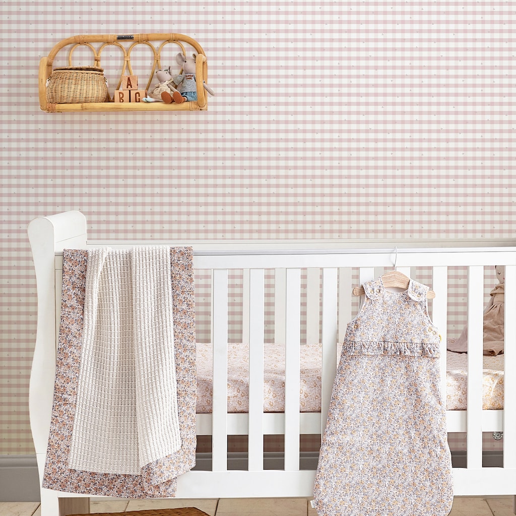 LAURA ASHLEY Vliestapete »Gingham Pale Amethyst Purple«, natürlich