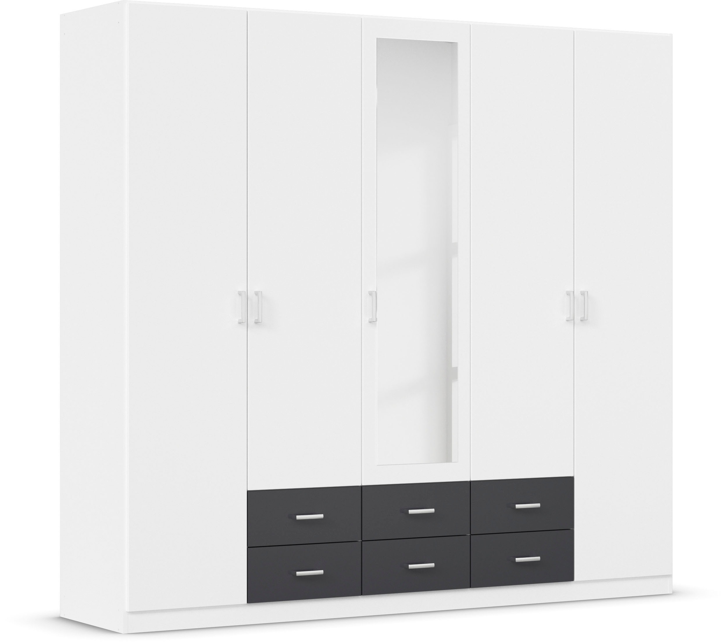 rauch Kleiderschrank "Schrank Garderobe Ankleide GAMMA Breiten 91/136/181/226/271/315/360 cm" in 3 Ausstattungen BASIC/CLASSIC/PREMIUM (inkl. SOFT-CLOSE-Funktion), verschiedene Griff-Varianten, mit Spiegel TOPSELLER MADE IN GERMANY