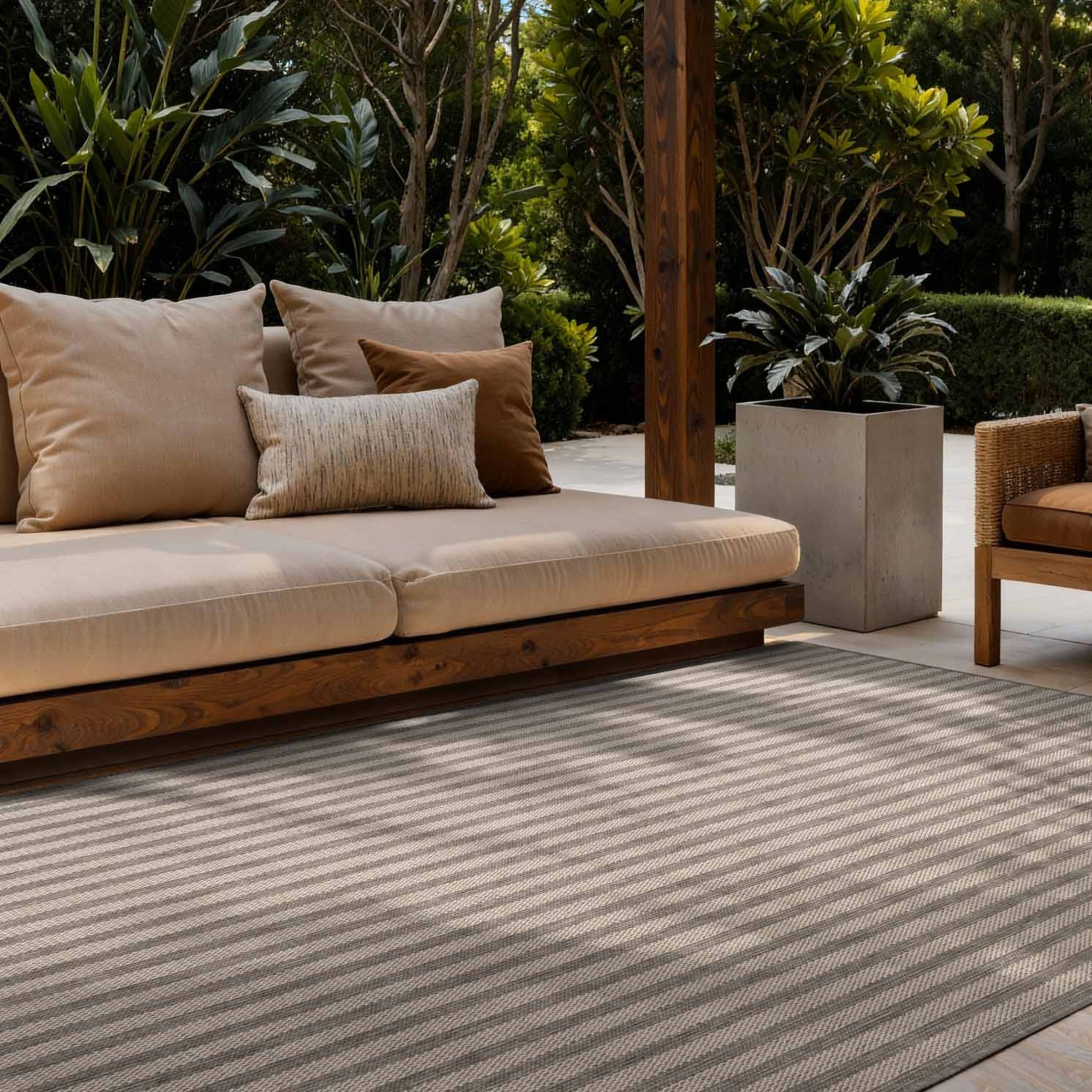 Teppich TED BAKER "Linley, Wendeteppich", grau weiß, B:120cm H:8mm L:170cm, Polypropylen, Teppiche, Teppich, Designteppich, Wetterfest, Pflegeleicht, Modern, Wohnzimmer, Terrasse