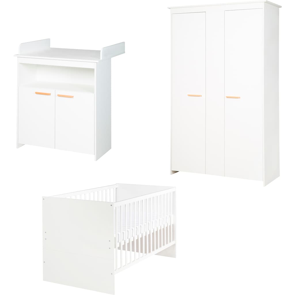 roba® Babyzimmer-Komplettset »roba Anton«, (Set, 3 St., bestehend aus Kombi-Kinderbett, Kleiderschrank und Wickelkommode)