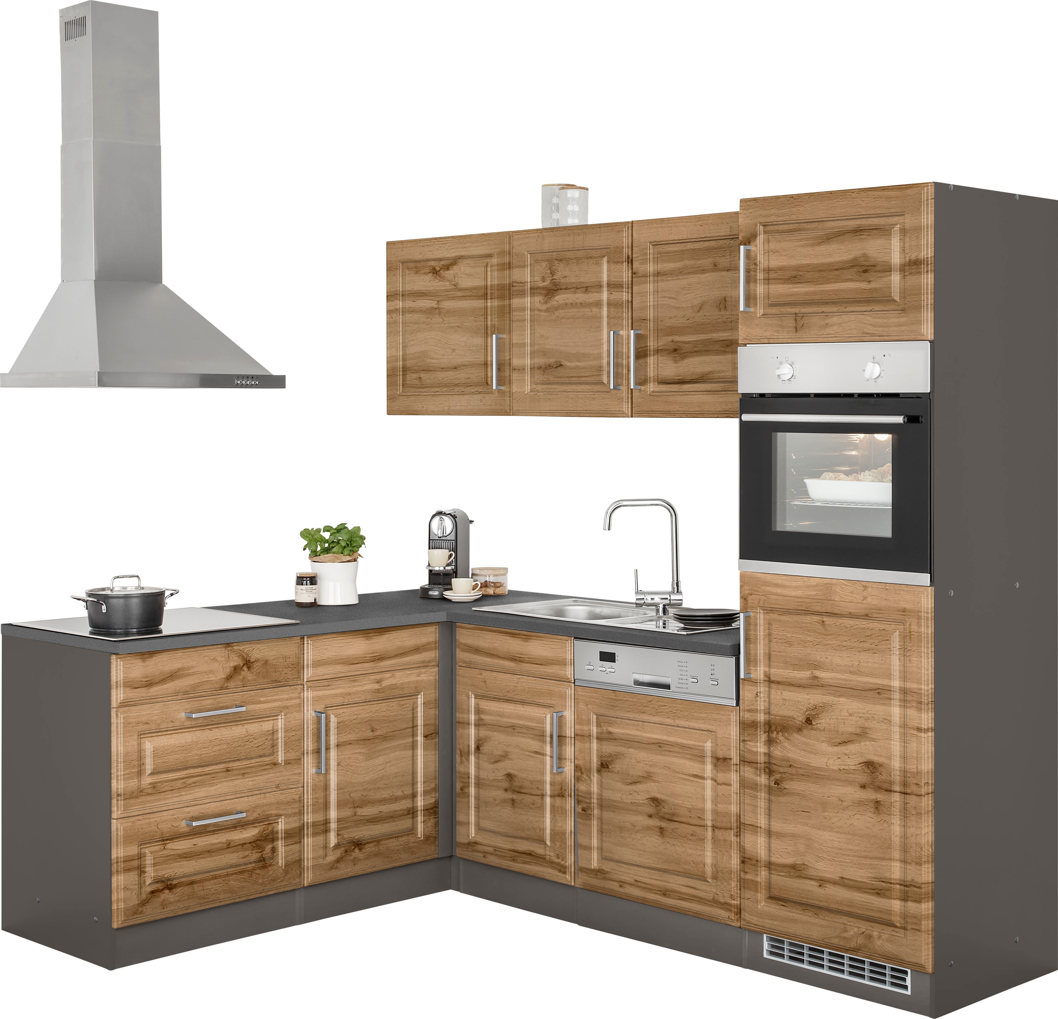 Thumbnail - KOCHSTATION Winkelküche "KS-Stockholm" Stellbreite 230/170 cm, mit hochwertigen MDF Fronten im Landhaus-Stil