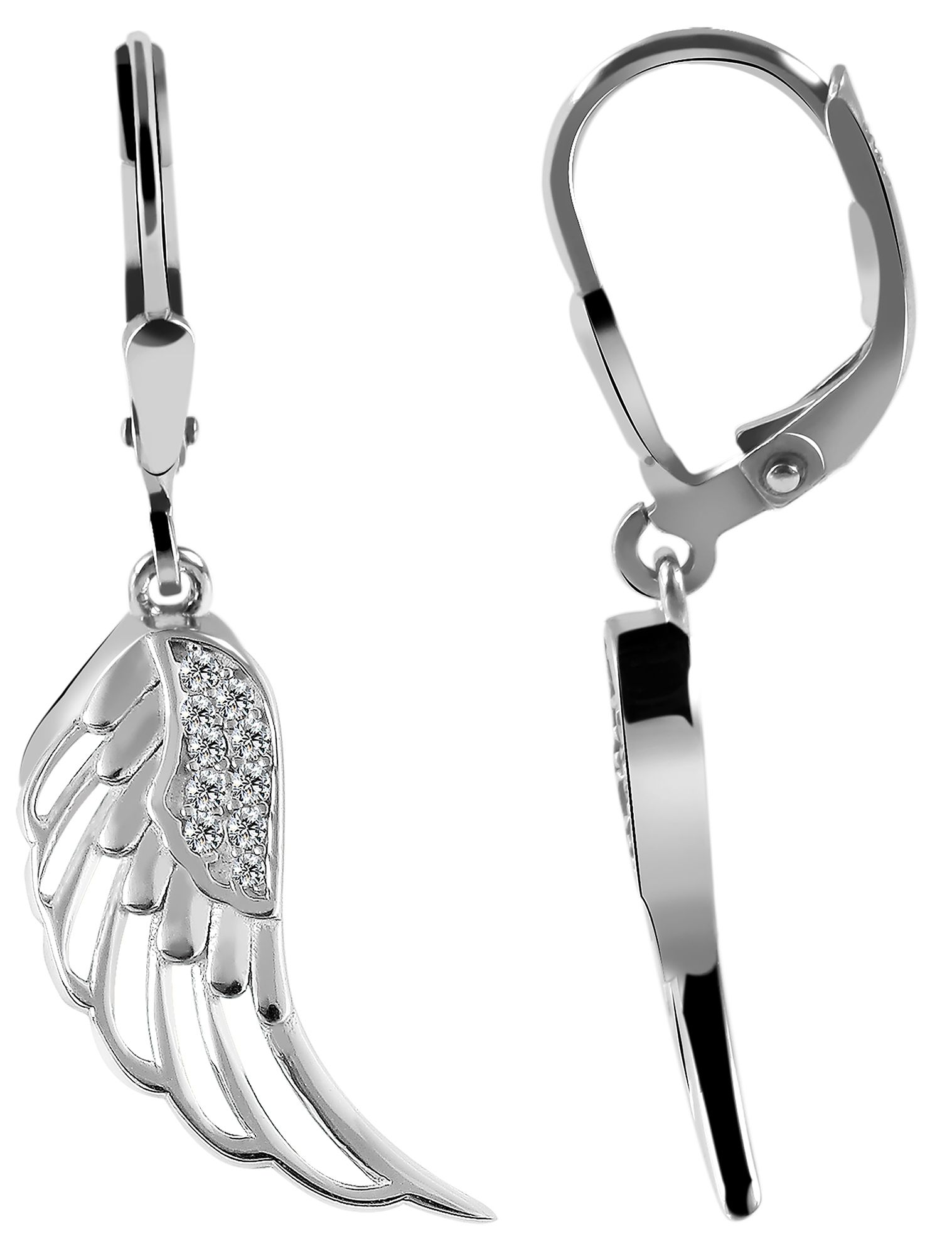 Adelia´s Paar Ohrhänger "Ohrringe – Ohrhänger Flügel aus 925 Silber mit Zirkonia" Ein stilvolles Geschenk für besondere Momente