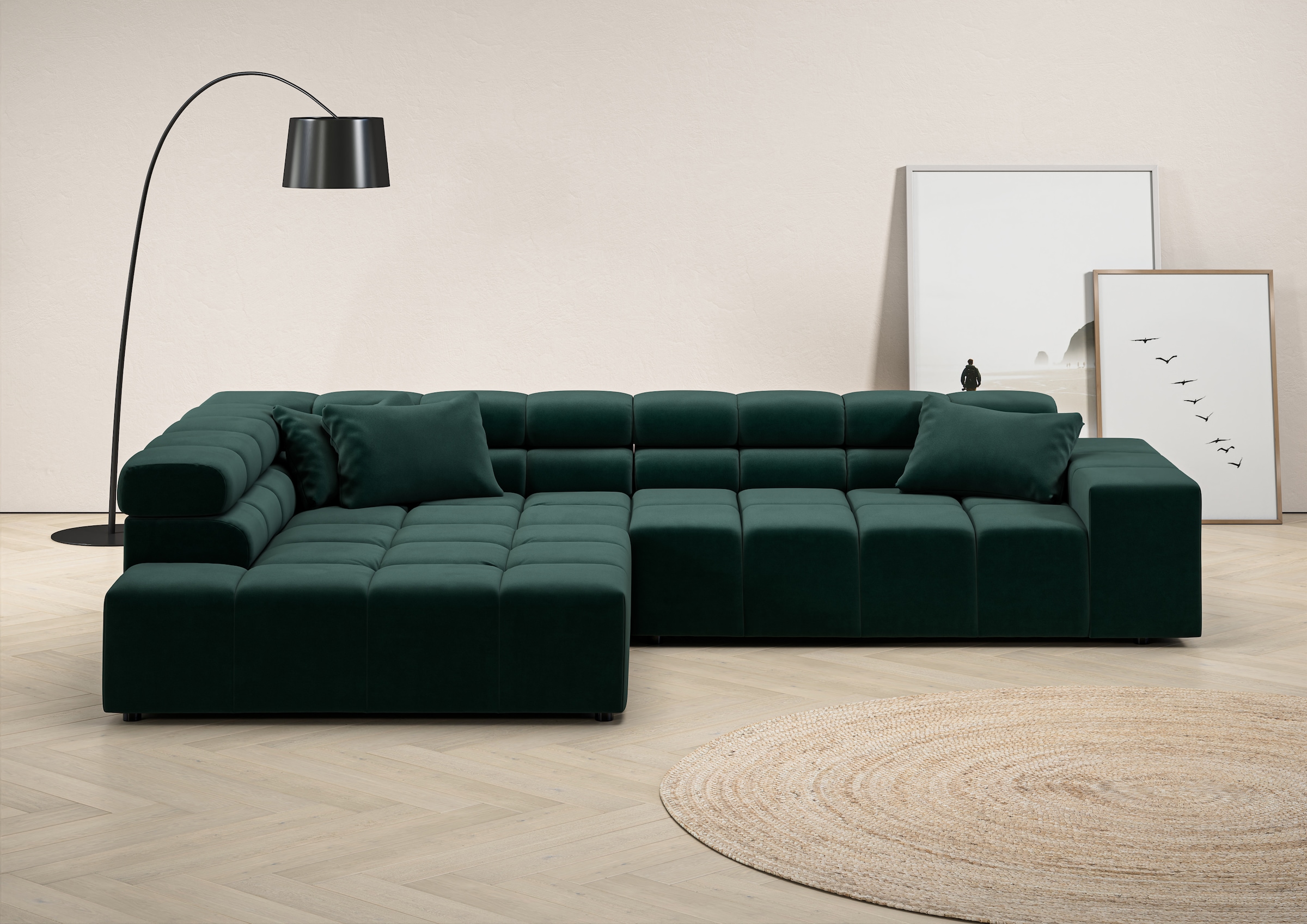 Home affaire Ecksofa "Ancona, Ecksofa, incl. Kopfteilverstellung, Breite 319 cm, L-Form" wahlweise motorische Sitztiefenverstellung, auch in Cord + Easy Care