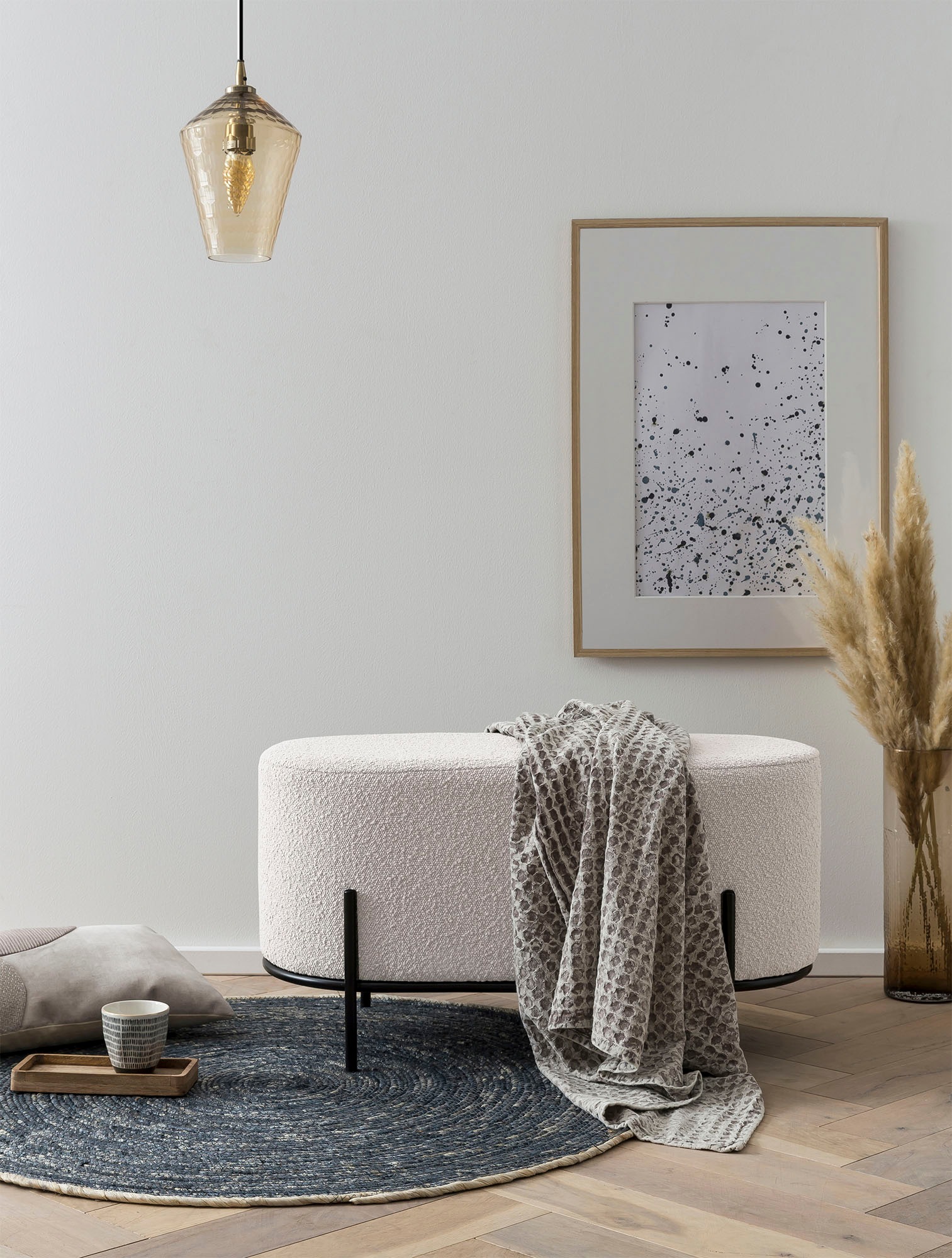 SalesFever Polsterhocker "Komfortabler Polsterhocker" mit Design-Gestell au günstig online kaufen