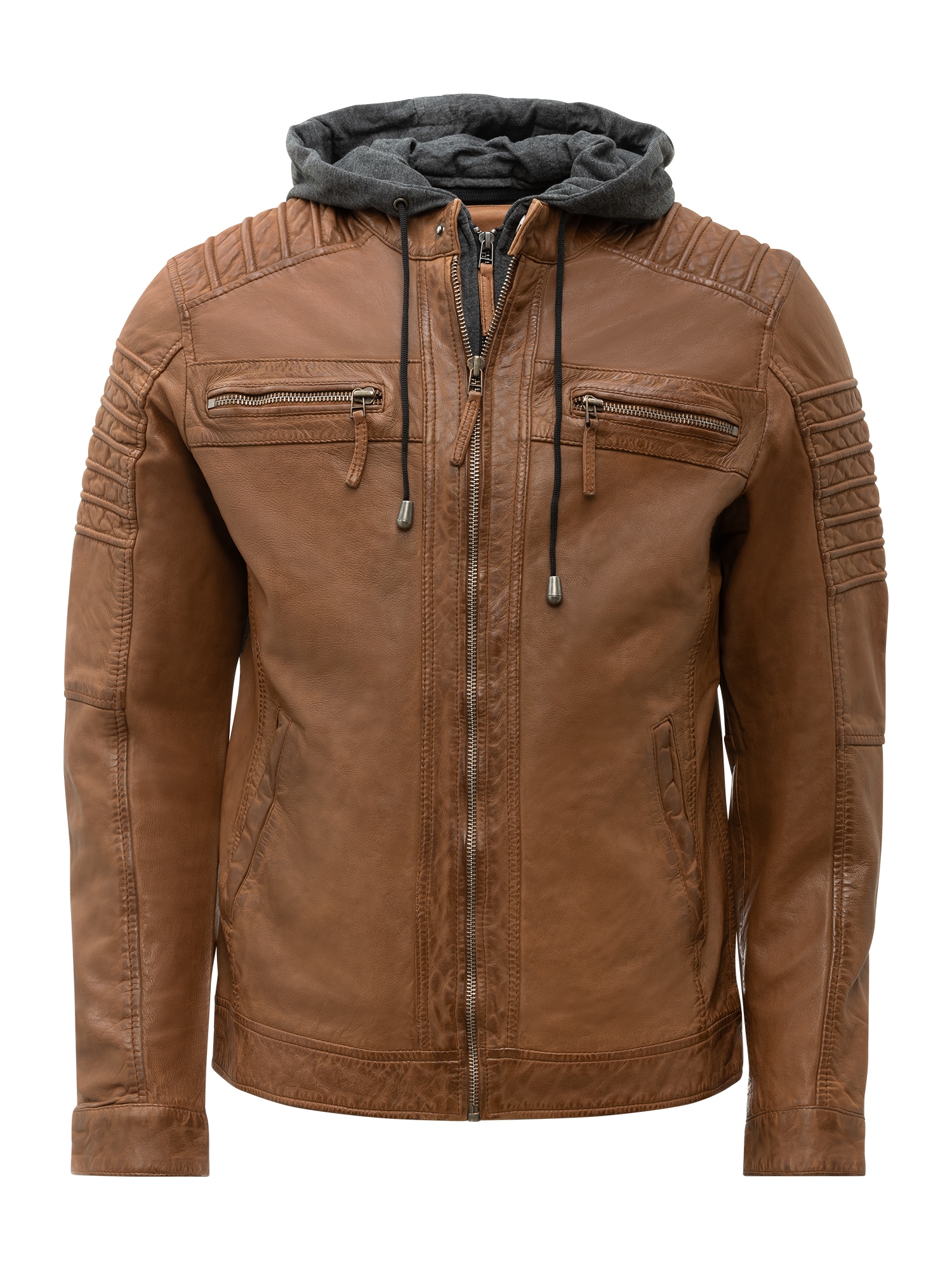 RICANO Bikerjacke "Lederjacke 12815 Hood" Handgefertigt aus echtem Leder