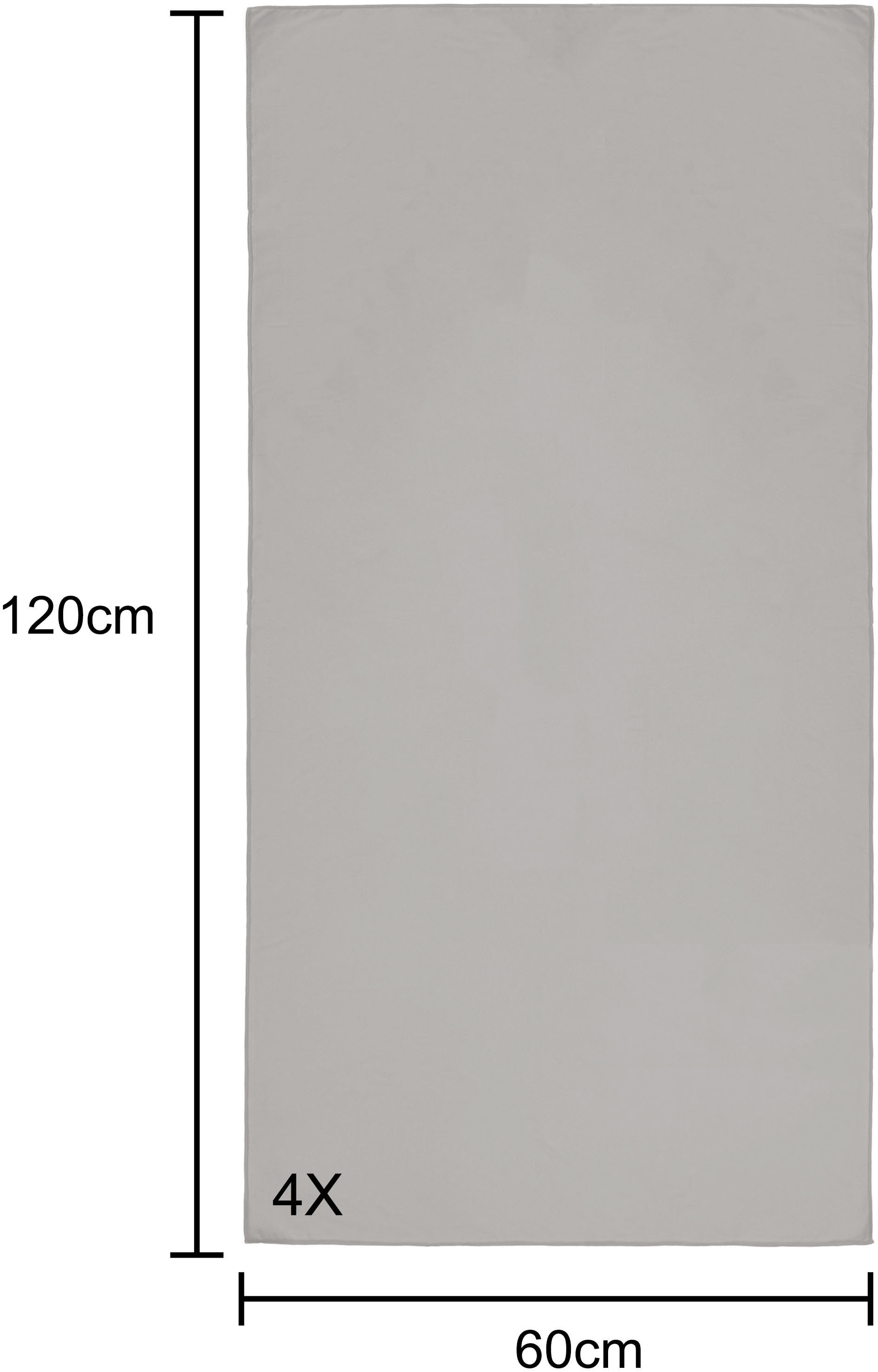 my home Reisehandtuch »Xavi, 4 x 60x120cm, ideal als Sporthandtuch, Reisehandtuch«, (4 St.), als Serie und Set, sehr leicht, kompakt, schnelltrocknend, Mikrofaser