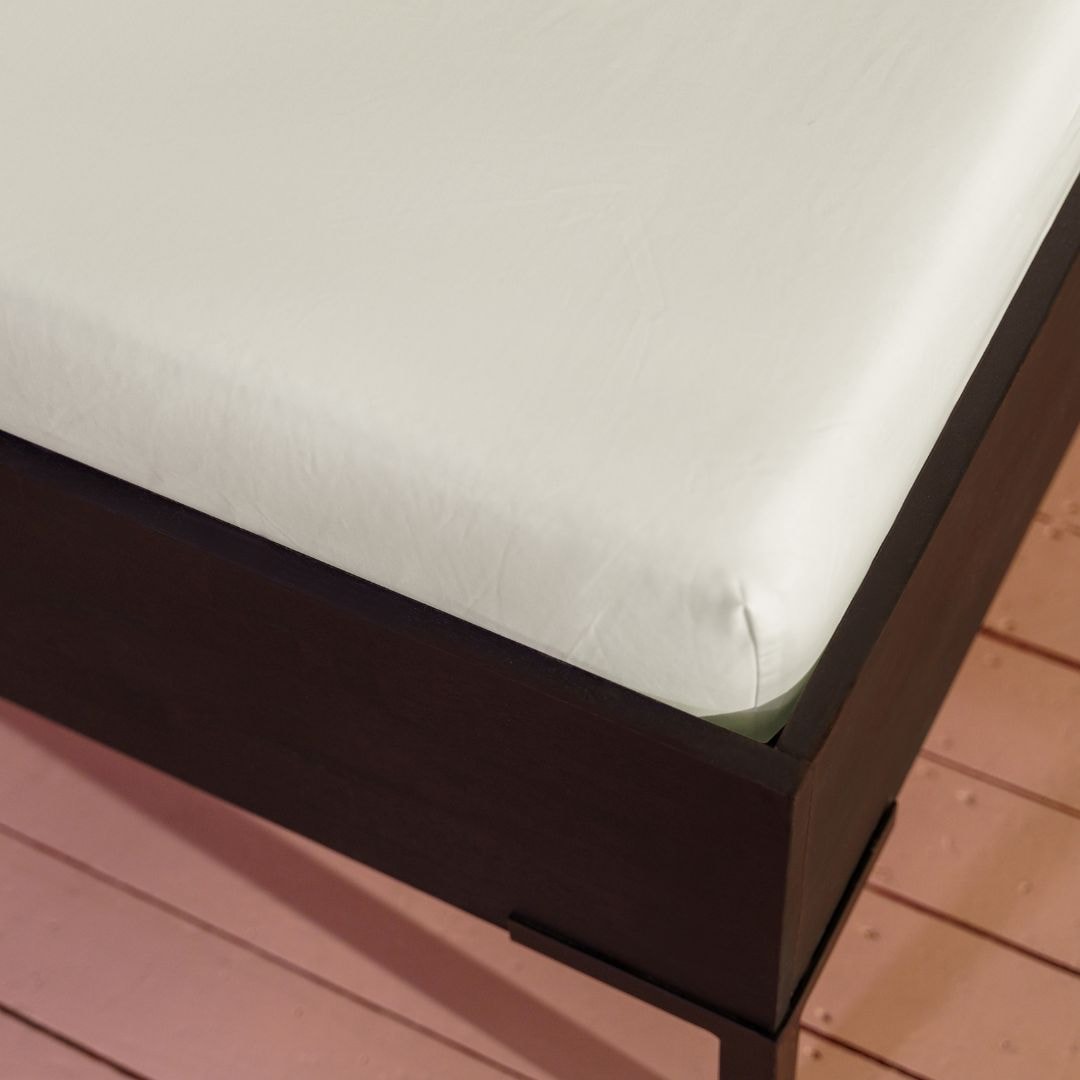 Spannbettlaken KAYORI, B:180cm L:200cm, weiß, Perkal, Obermaterial: 100% Baumwolle, Bettlaken, "Shizu", Bio-Baumwolle