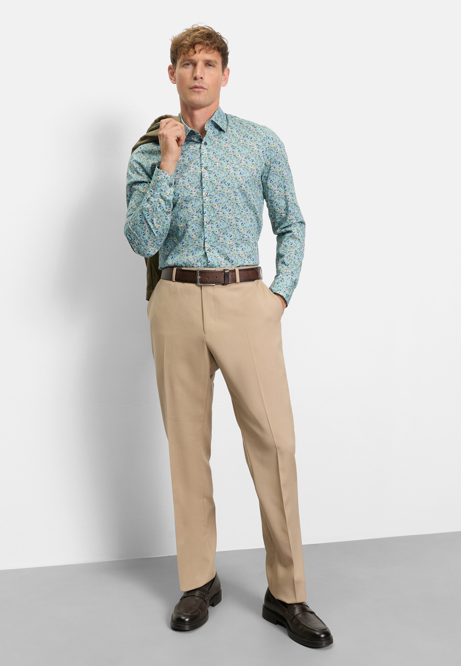OLYMP Level Five Body Fit Shirt Light Green 44 5