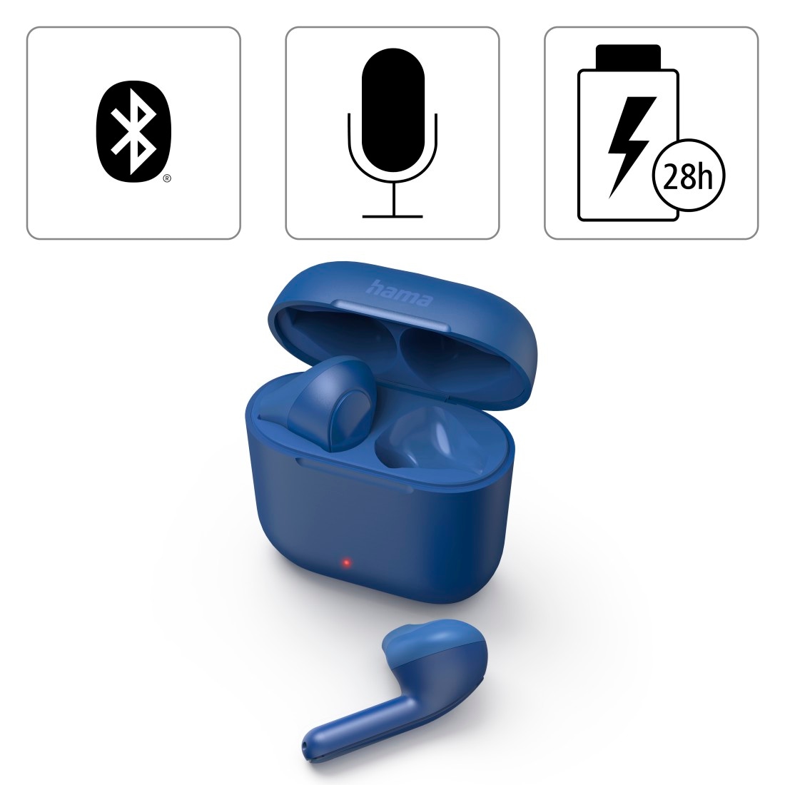 Hama Bluetooth-Kopfhörer »Bluetooth® Berührungssteuerung, True | Mikrofon Assistant, Bluetooth-AVRCP integriertes Earbuds, Apple Siri«, A2DP Autopairing, BAUR Bluetooth-HFP-HSP-PBAP-SPP, Wireless, Kopfhörer Freisprechfunktion-Sprachsteuerung, Google
