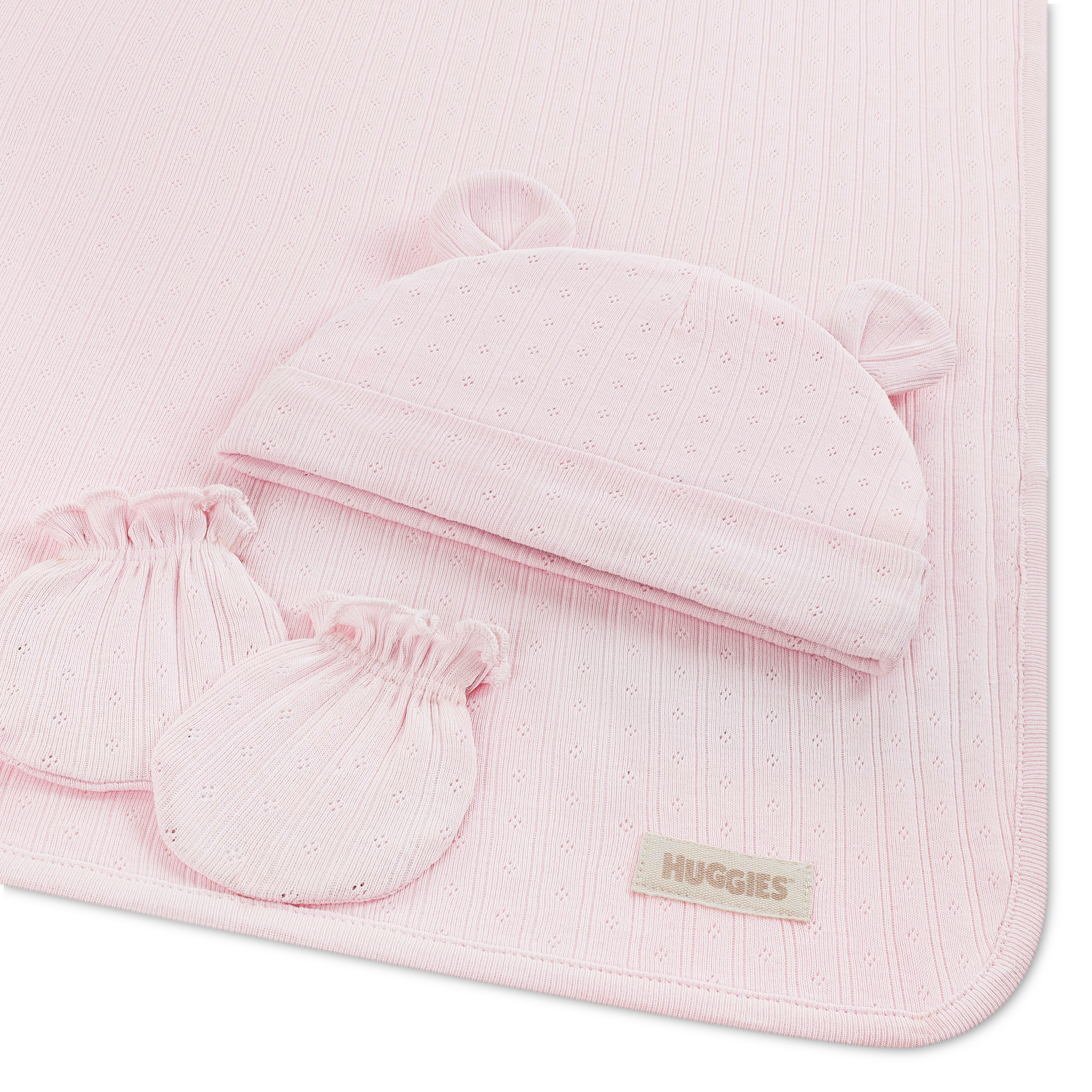HUGGIES babywear Neugeborenen-Geschenkset "HGHN 3PC BLANKET SET" Set, 3 Aus reiner Baumwolle