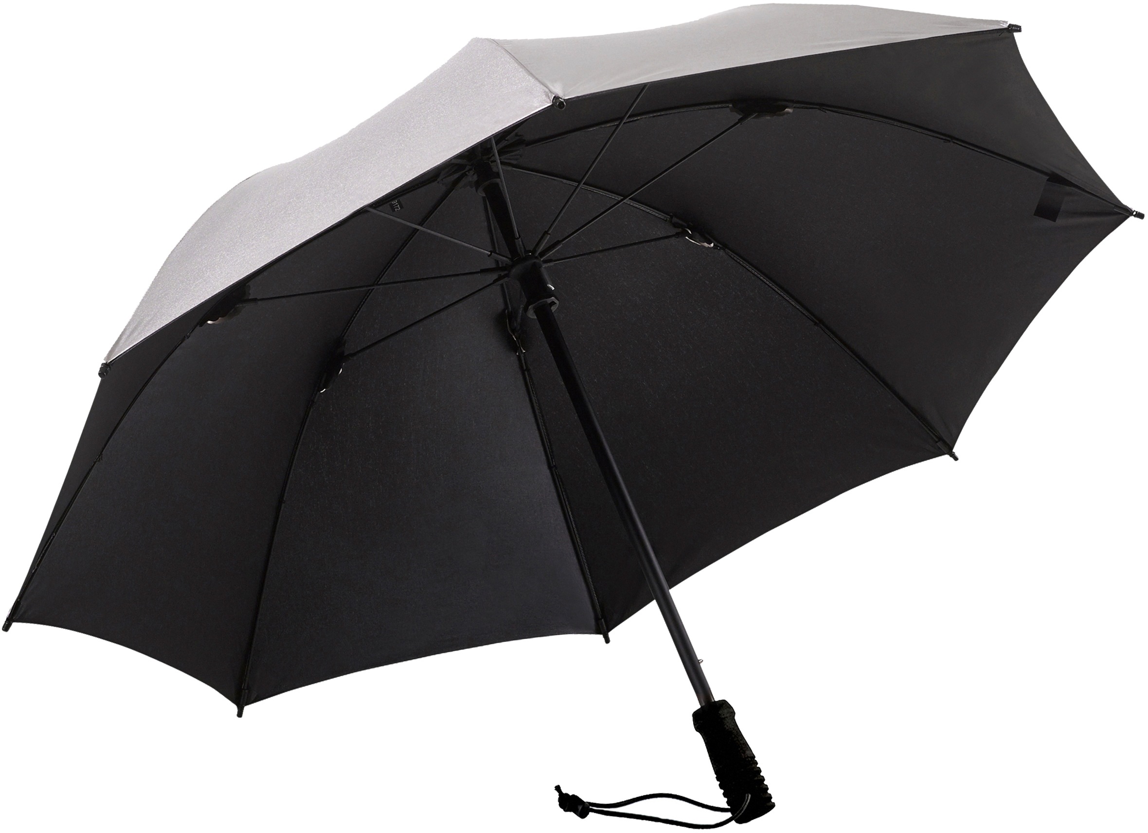 EuroSCHIRM® Stockregenschirm »Swing handsfree, silber«, handfrei tragbar, mit UV-Lichtschutzfaktor 50+