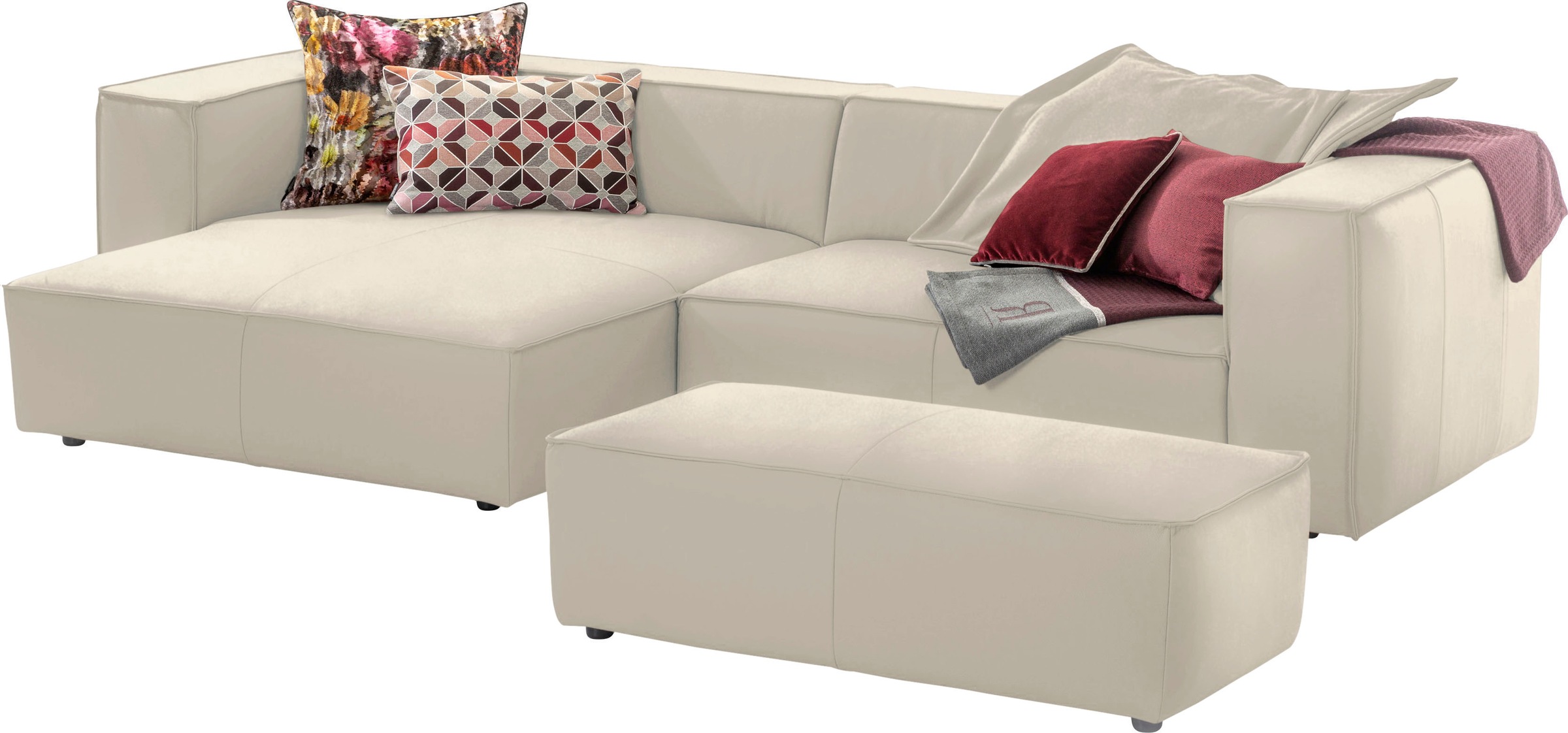 W.SCHILLIG Ecksofa "around-the-block" inklusive Hocker, mit eleganter Biese günstig online kaufen