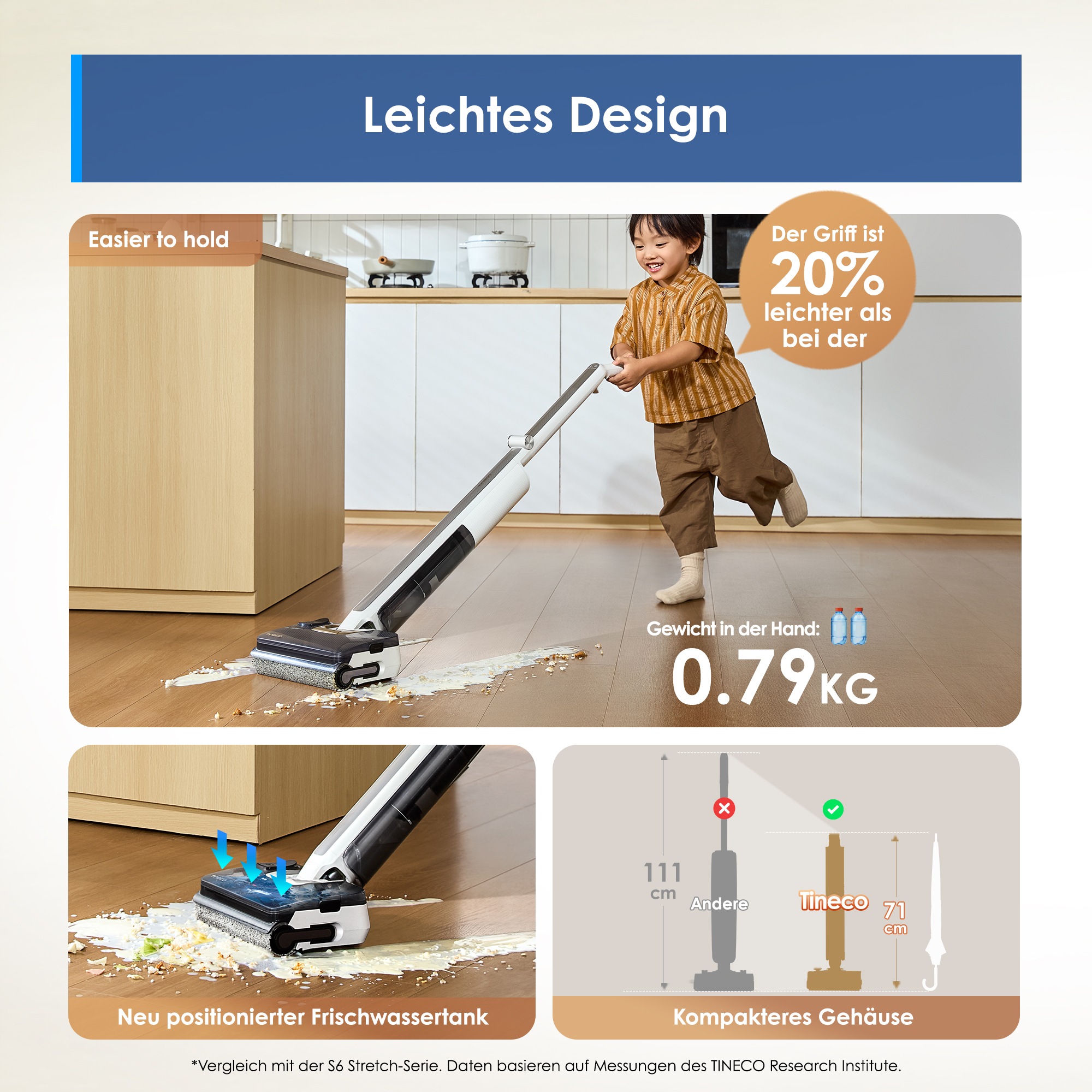 Tineco Nass-Trocken-Sauger »FLOOR ONE i7 Fold Premium« 3,5kg leicht, faltbares Saugrohr, 85° Grad Heißluft-Trocknung