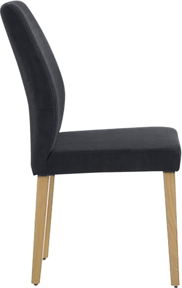 4-Fußstuhl K+W KOMFORT & WOHNEN "6193", grau (anthrazit 82, wildeiche natur), B:47cm H:97cm T:61cm, Stühle, mit Massivholzbeinen in Wildeiche, gebogenen Rücken 3