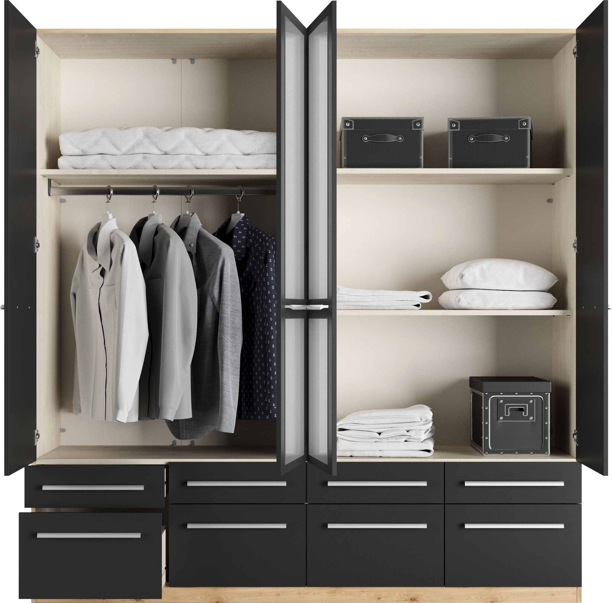 Thumbnail - priess Kleiderschrank "Schrank Garderobe Wäscheschrank Barcelona in 5 Breiten", viel Stauraum, geräumige Schubkästen, mi...