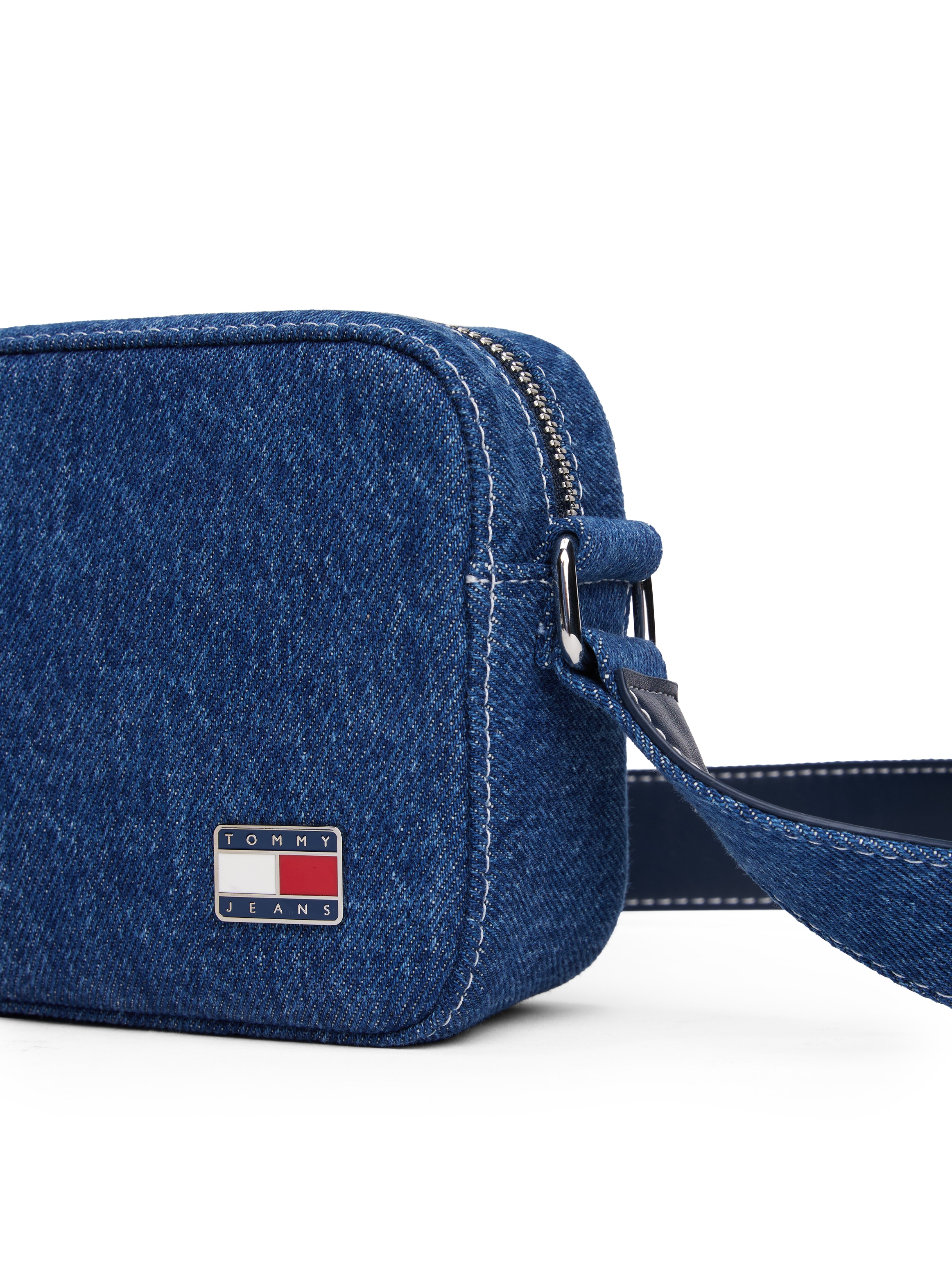 Tommy Jeans Mini Bag »TJW COOL DENIM CAMERA BAG«, Damen Schultertasche, Minibag, Umhängetasche mit Logoflagge