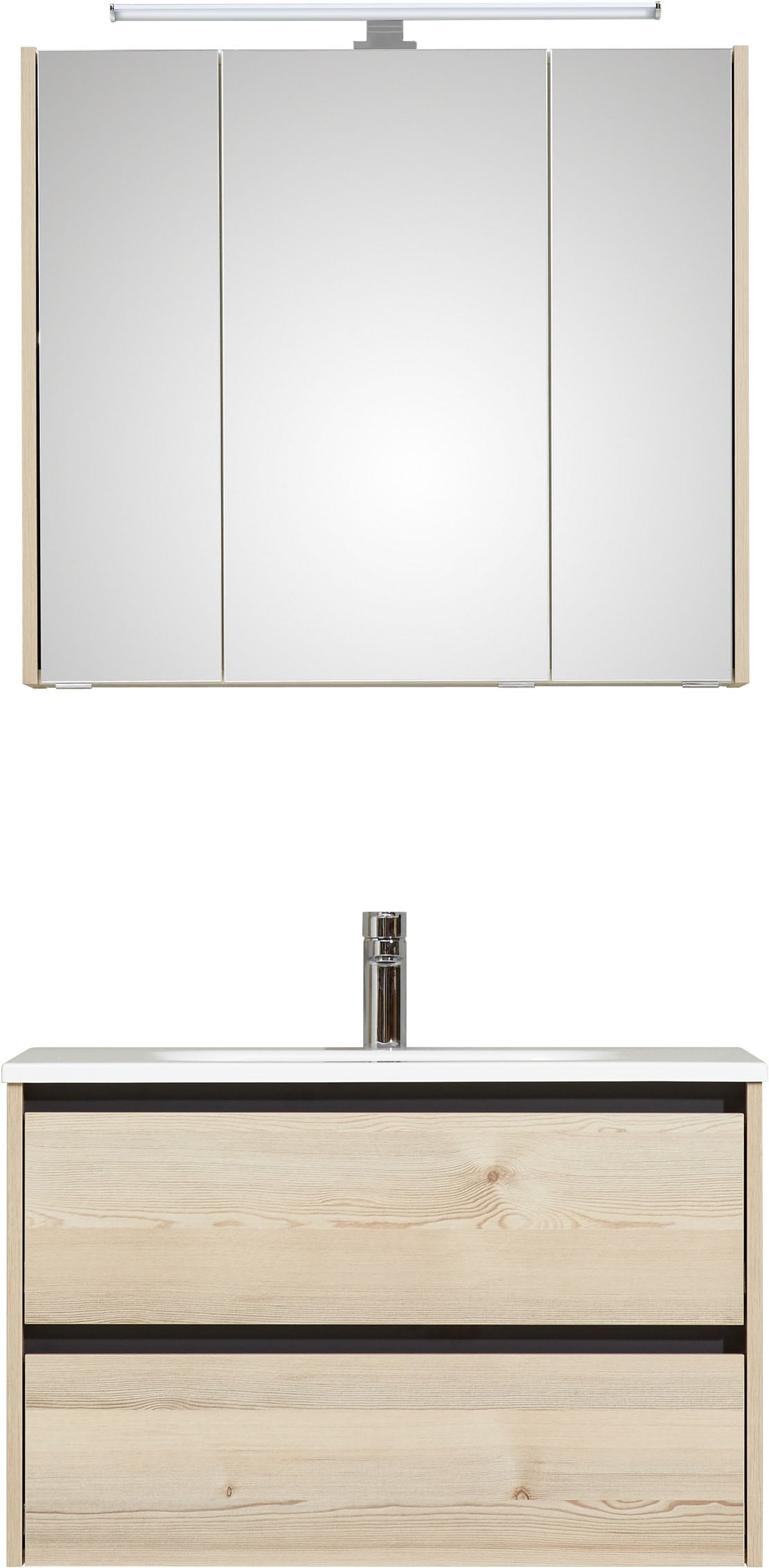 Saphir Badmöbel-Set "Mineralmarmor-Waschisch, Waschtischunterschrank und Spiegelschrank" 3 Stk. tlg.