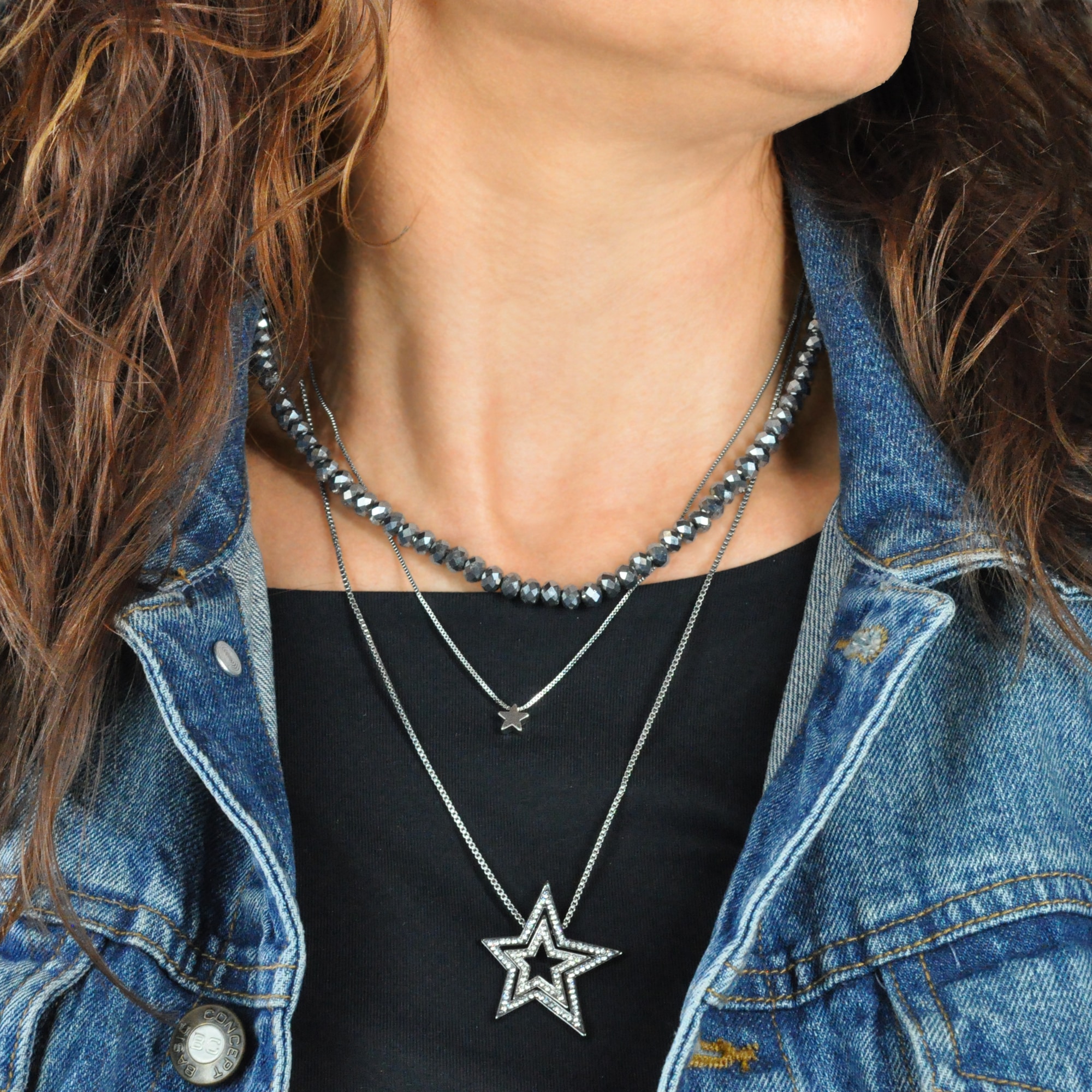 Steuer Kette mit Anhänger »Set Collier mit Glasperlen zweireihige Venezianer mit Stern«