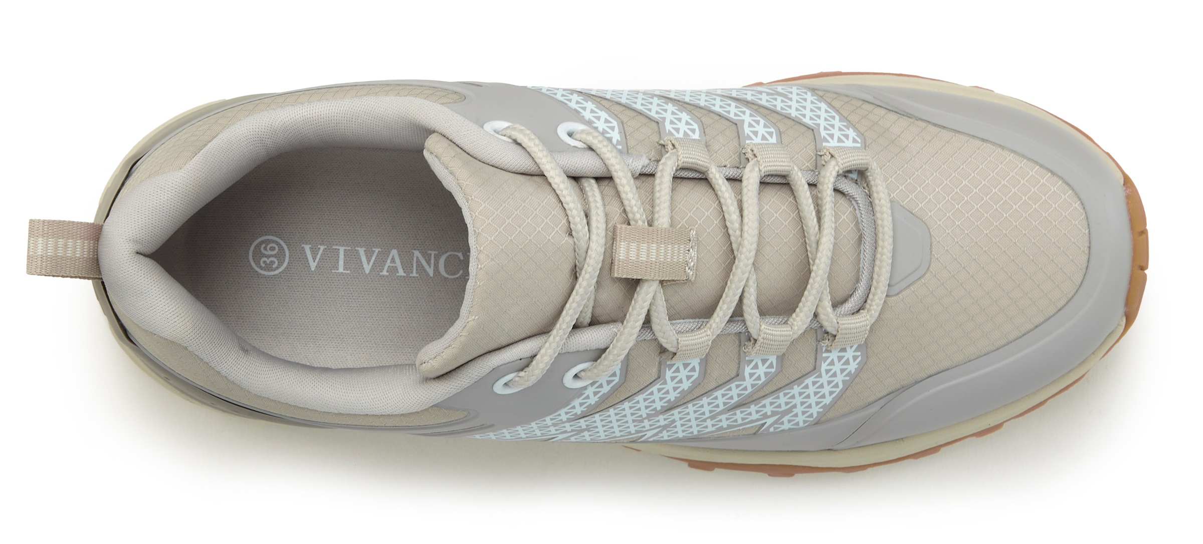Outdoorschuh VIVANCE "Wanderschuhe", Damen, Gr. 41, beige, Obermaterial: 50% Lederimitat, 50% Textilmaterial. Decksohle: 100% Textilmaterial. Futter: 100% Textilmaterial. Laufsohle: 100% Synthetik, gemustert, mehrfarbig, Basic, Schuhe Outdoorschuh, Freize 3