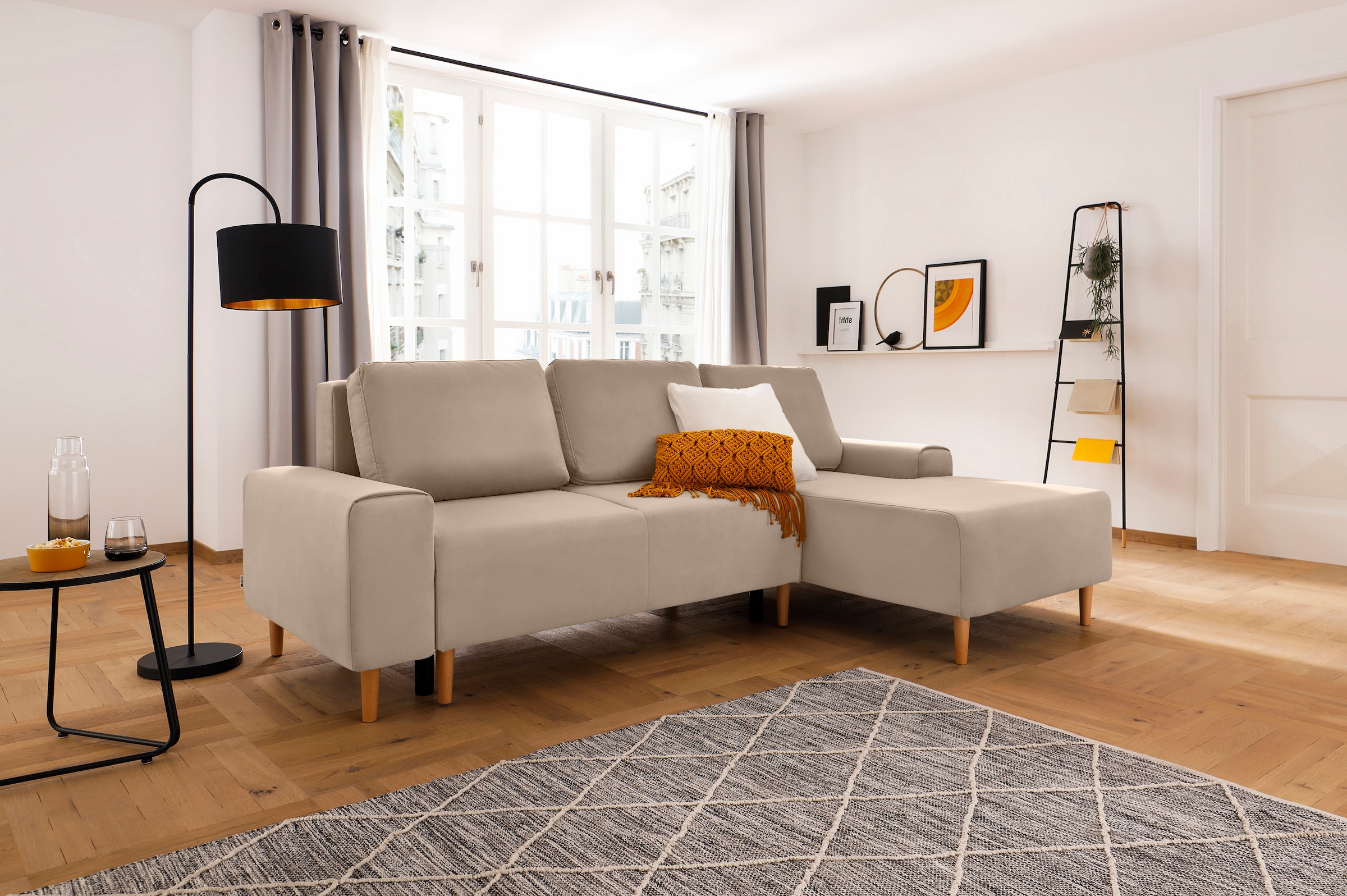 INOSIGN Ecksofa »Samu L-Form«, wahlweise mit Bettfunktion und Bettkasten