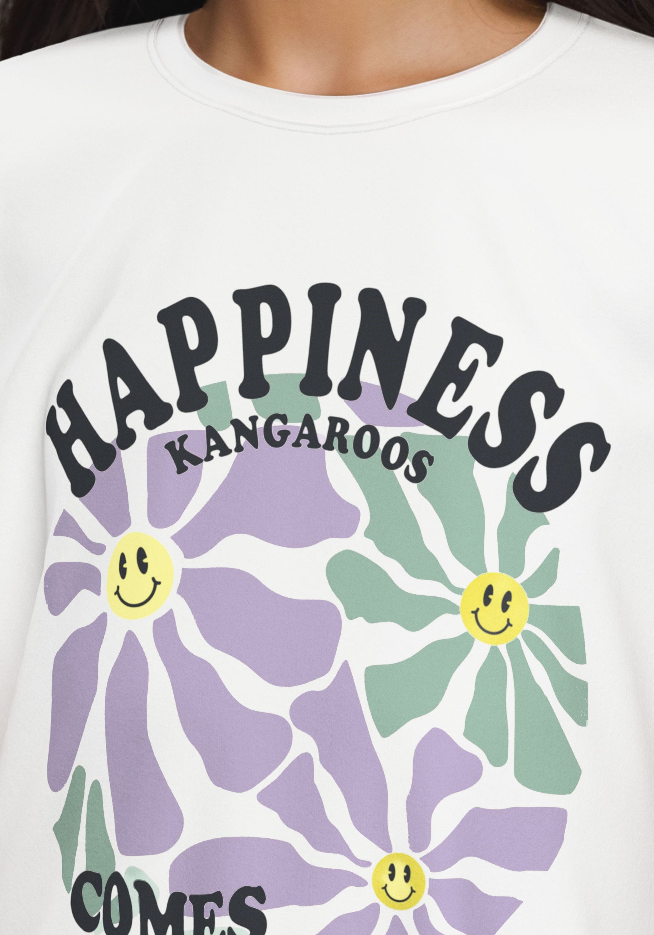 KangaROOS T-Shirt »HAPPINESS COMES«, großer Frontprint