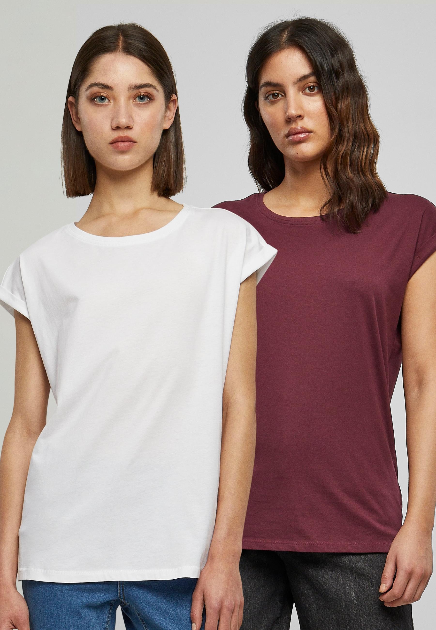 URBAN CLASSICS T-Shirt »Urban Classics Damen Ladies Extended Shoulder Tee 2-Pack« 1 tlg.