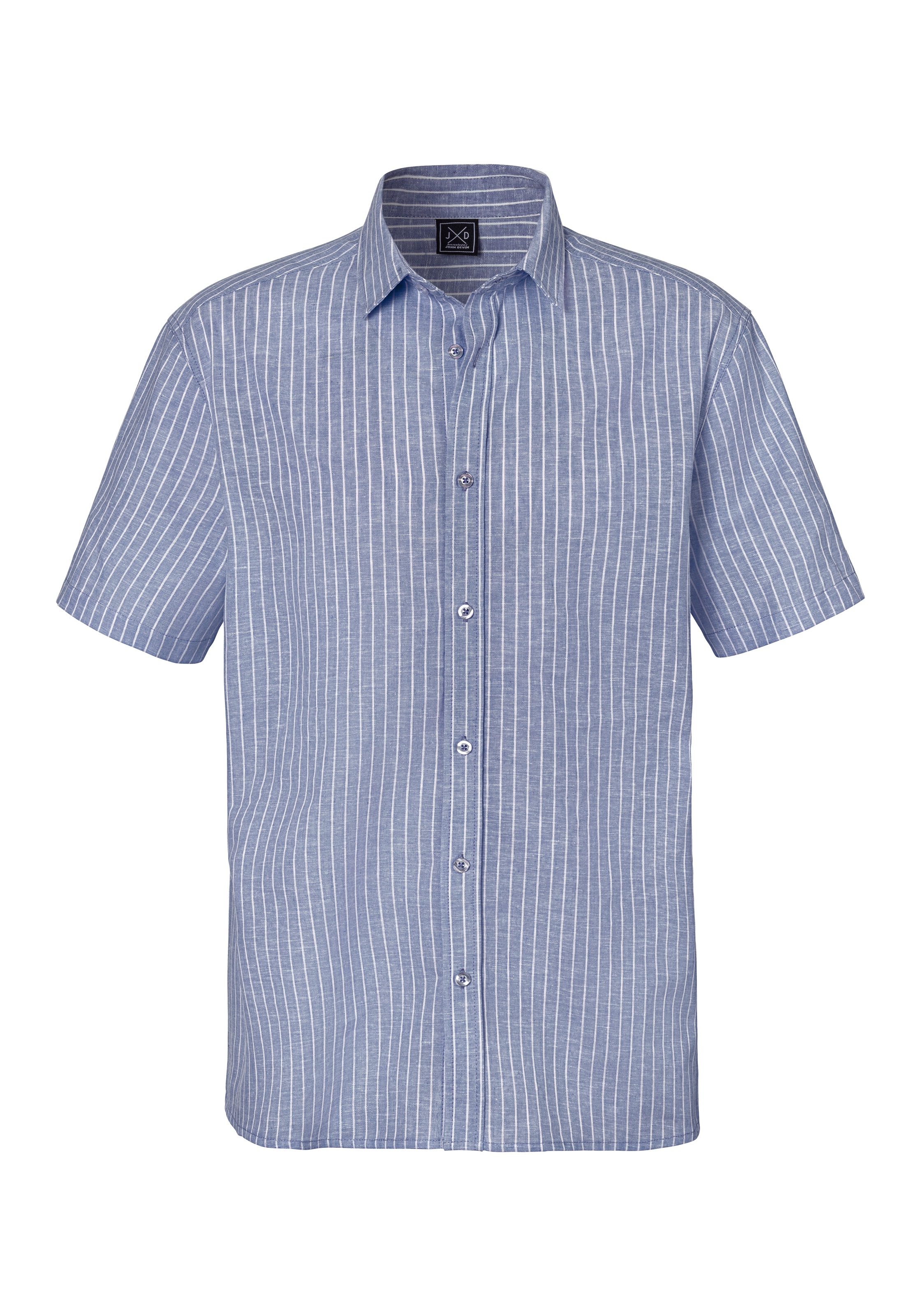 John Devin Kurzarmhemd "in Leinenoptik," Streifenhemd aus reiner Baumwolle, günstig online kaufen