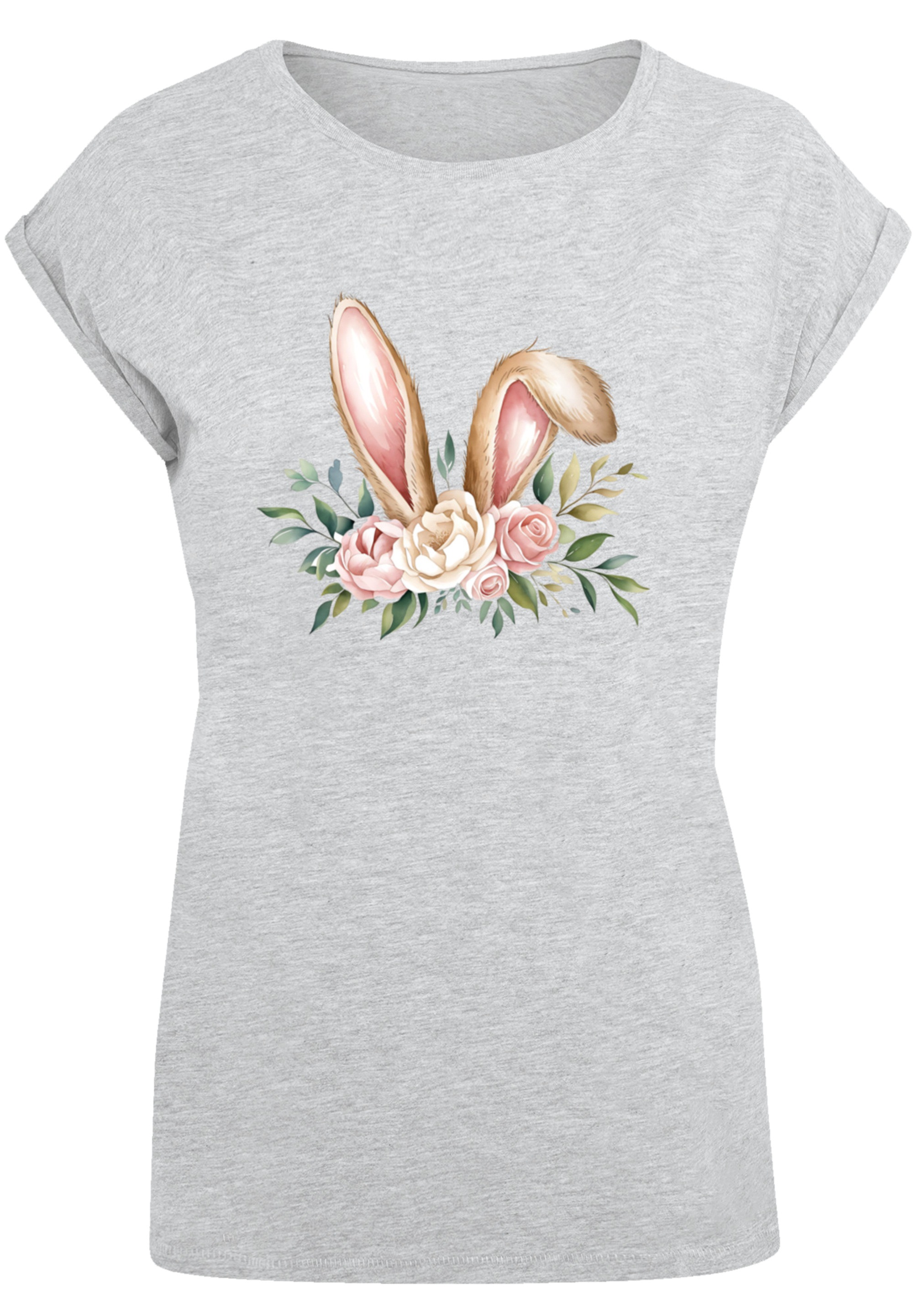F4NT4STIC T-Shirt »Blumen Osterhasen Ohren Dekor«, Premium Qualität