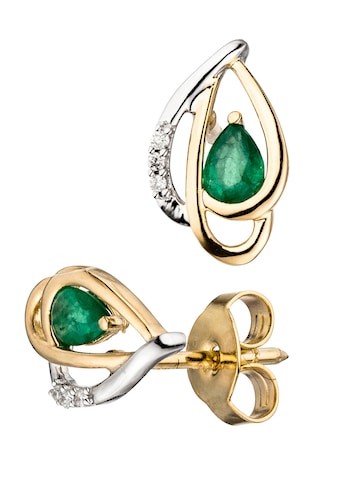 Paar Ohrstecker »Ohrringe mit Smaragd und 6 Diamanten«