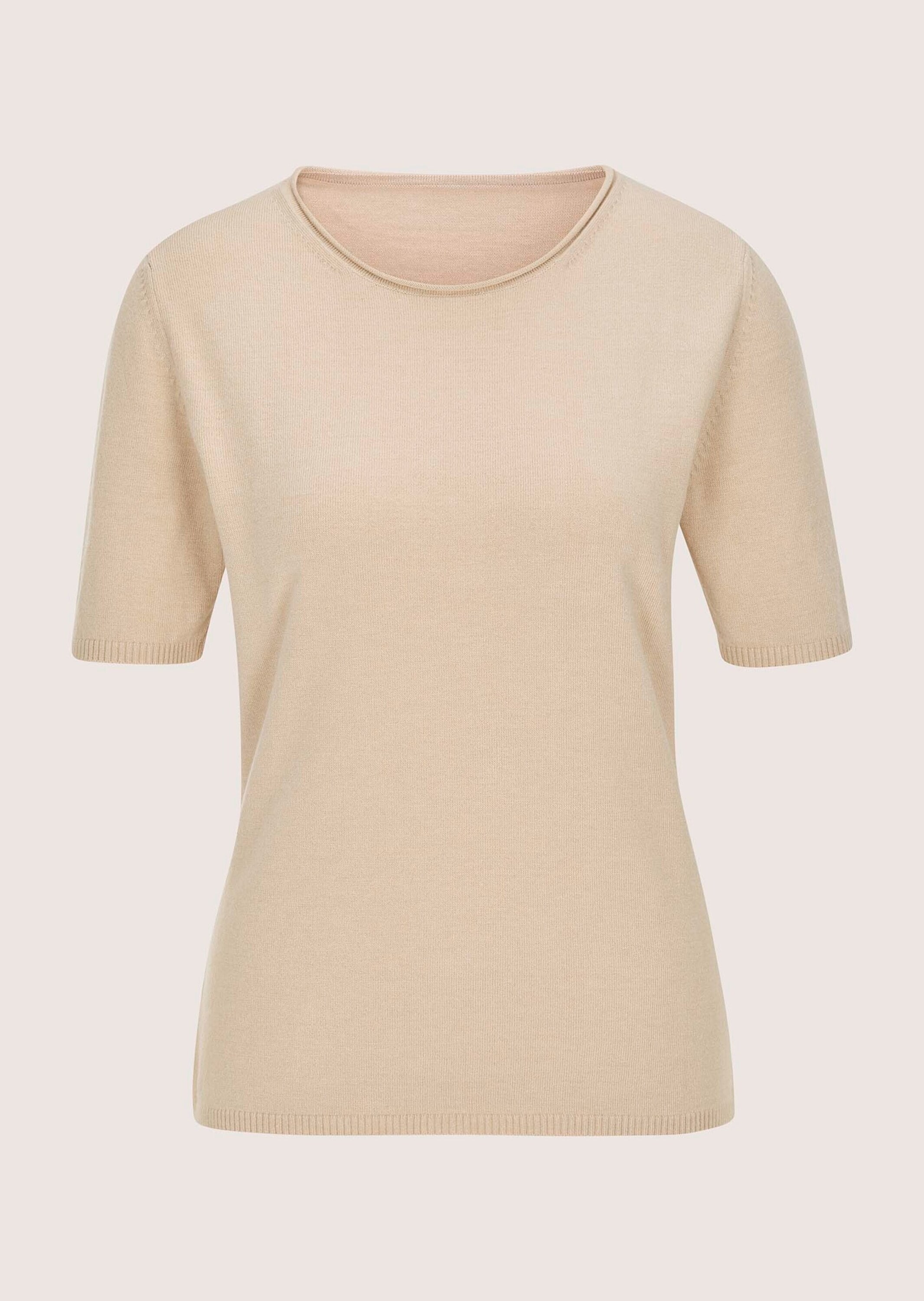 MADELEINE Longpullover "Strickshirt Sommerpulli mit Rollkante" schmale Rippenabschlüsse