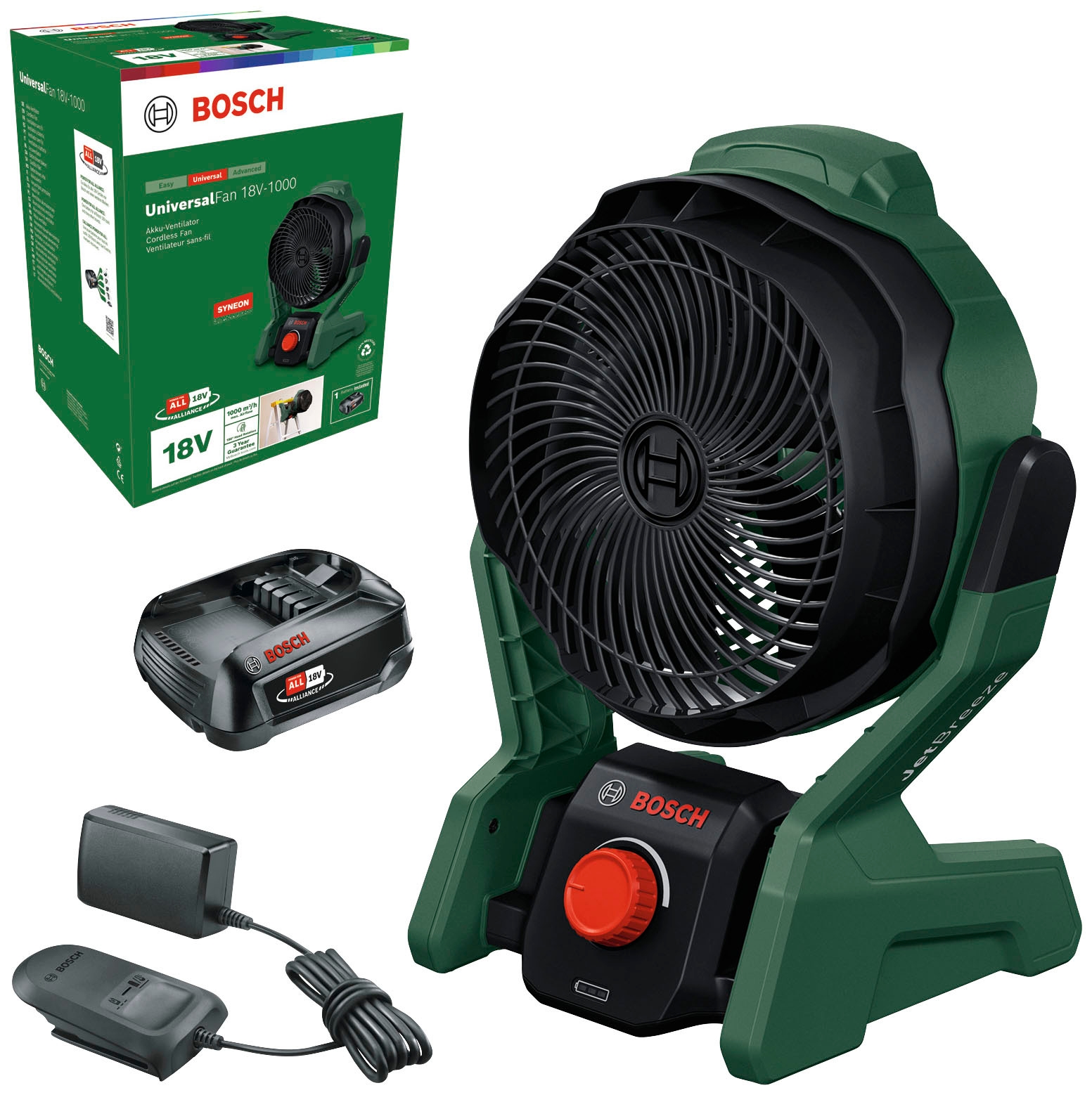 Bosch Home & Garden Standventilator "UniversalFan 18V-1000", 22,5 cm Durchmesser, inkl. Akku und Ladegerät